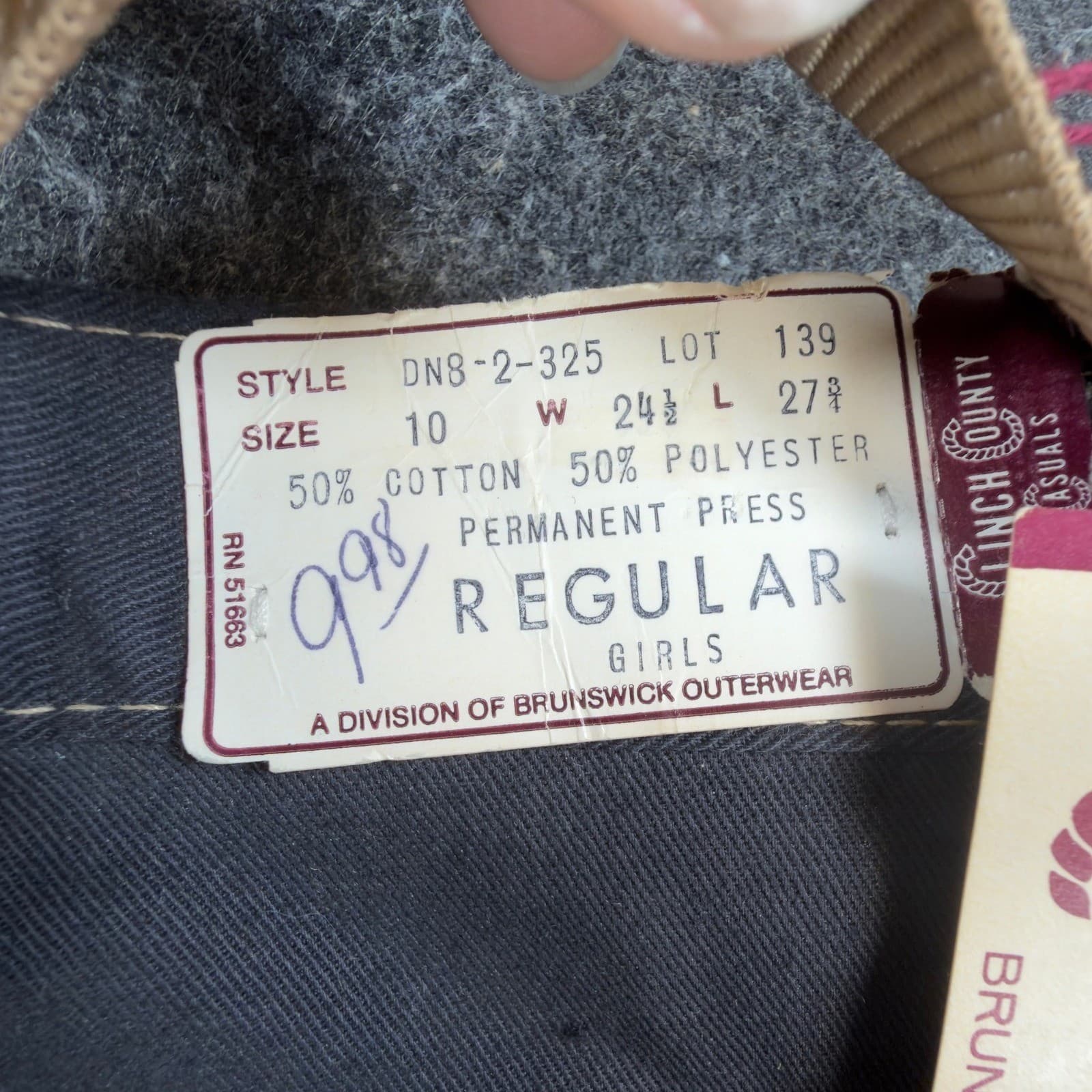 Clinchers Carpenter Pants Girls 10 Navy Blue Cotton Blend Vintage 70s NOS - Thumbnail 9