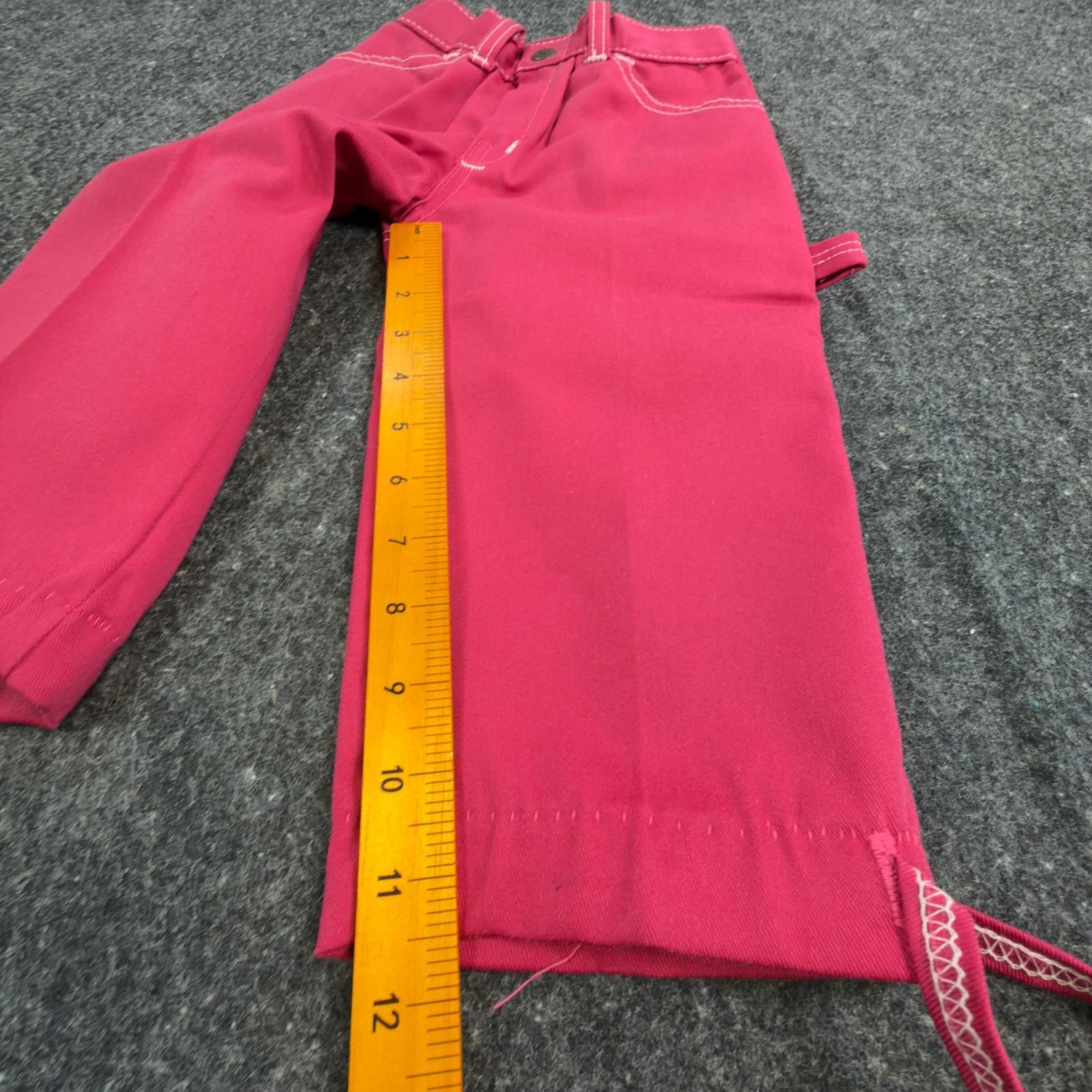 Clinchers Utility Carpenter Pants Girls 4 Slim Pink Cotton Blend Vintage 70s NOS - Thumbnail 4