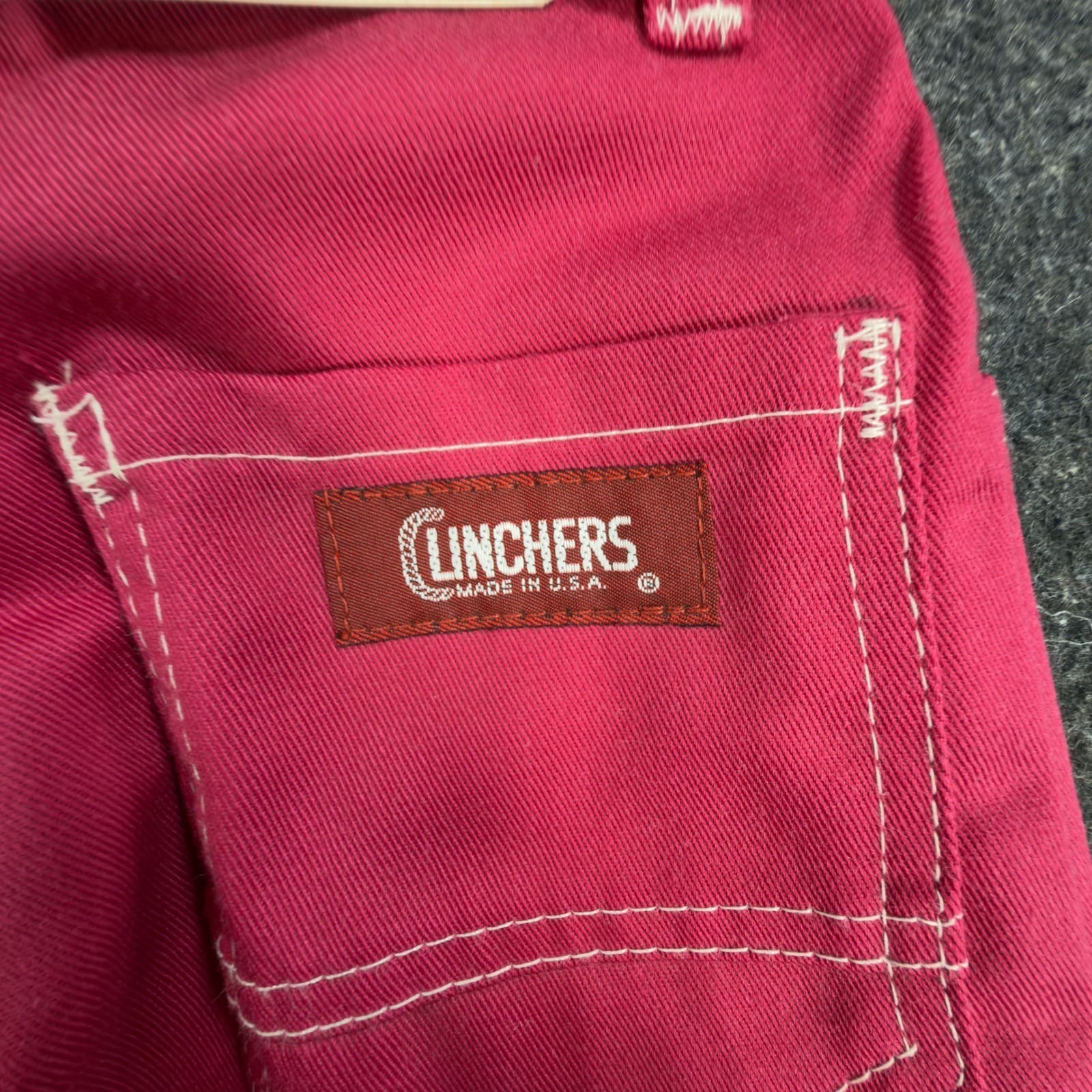 Clinchers Utility Carpenter Pants Girls 4 Slim Pink Cotton Blend Vintage 70s NOS - Thumbnail 7