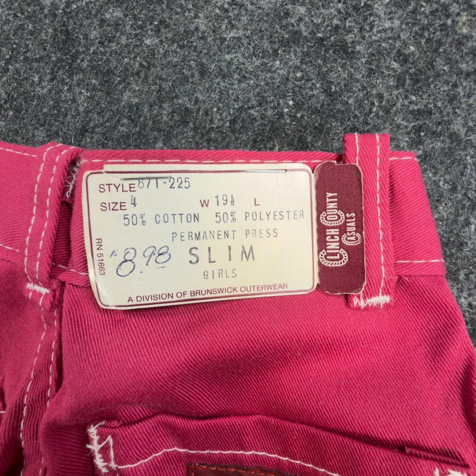 Clinchers Utility Carpenter Pants Girls 4 Slim Pink Cotton Blend Vintage 70s NOS - Thumbnail 8