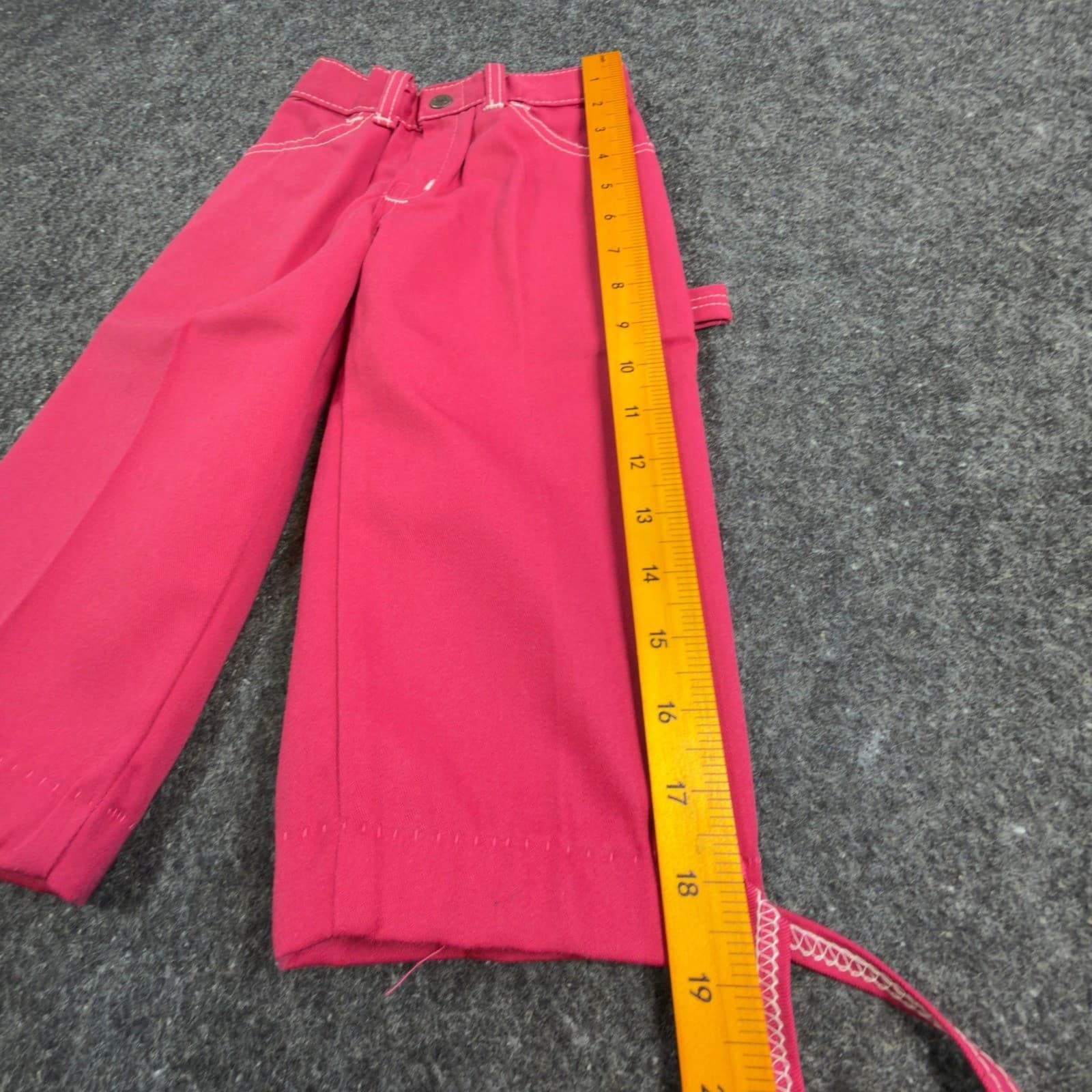 Clinchers Utility Carpenter Pants Girls 4 Slim Pink Cotton Blend Vintage 70s NOS - Thumbnail 3
