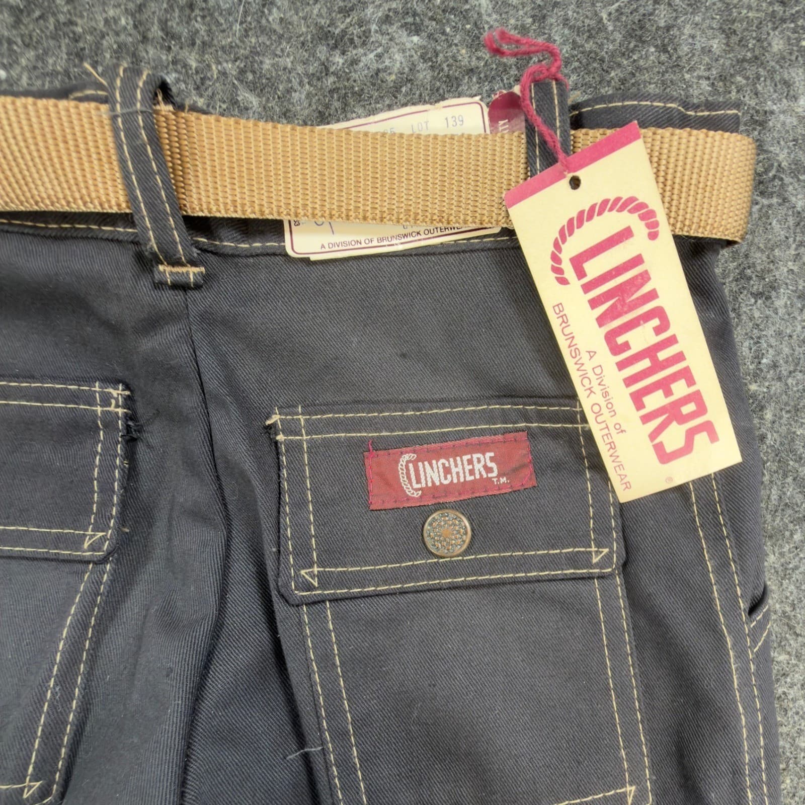 Clinchers Carpenter Pants Girls 10 Navy Blue Cotton Blend Vintage 70s NOS - Thumbnail 13