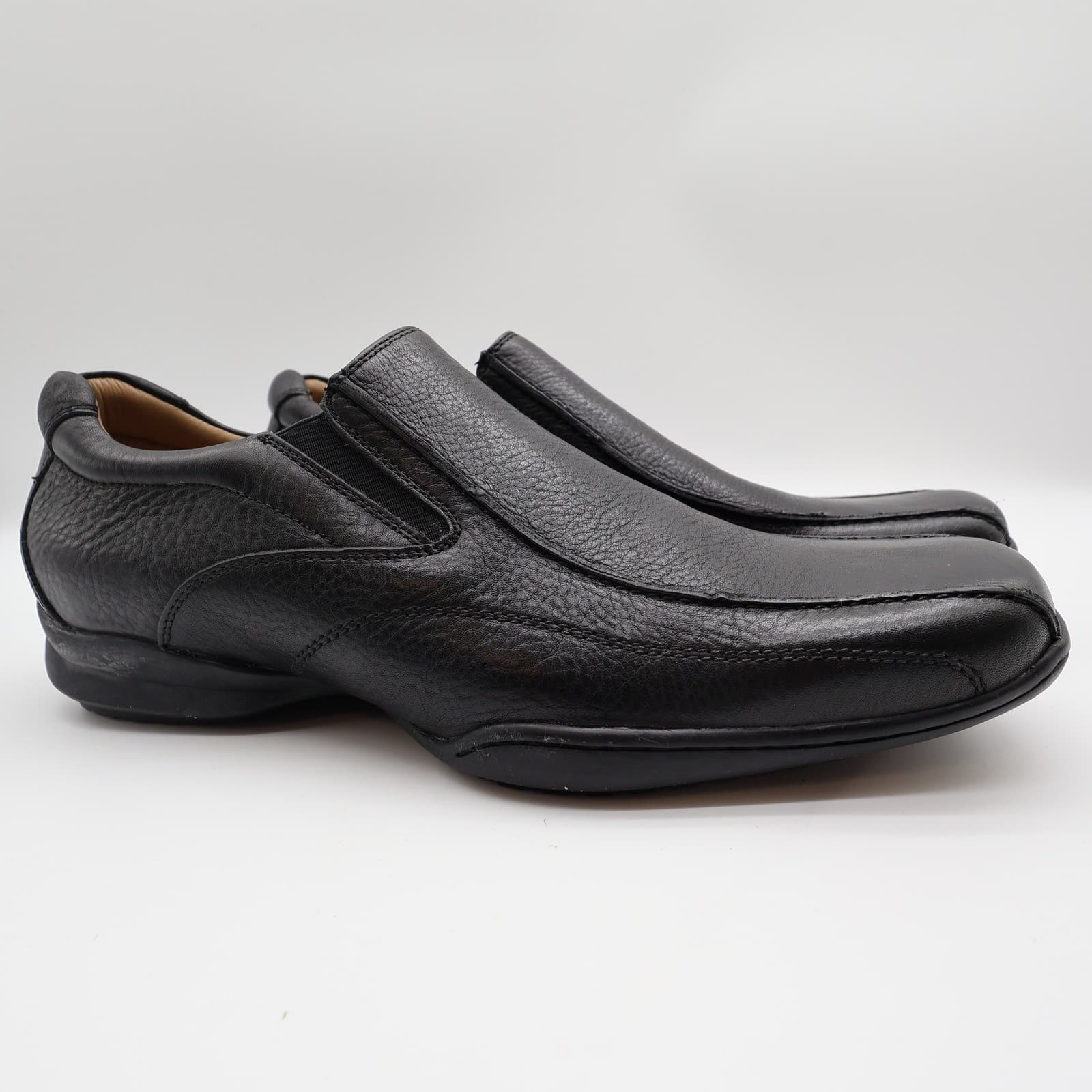 Hush Puppies Santiago Men's 12 Black Leather Slip-On Dress Loafers - Thumbnail 2