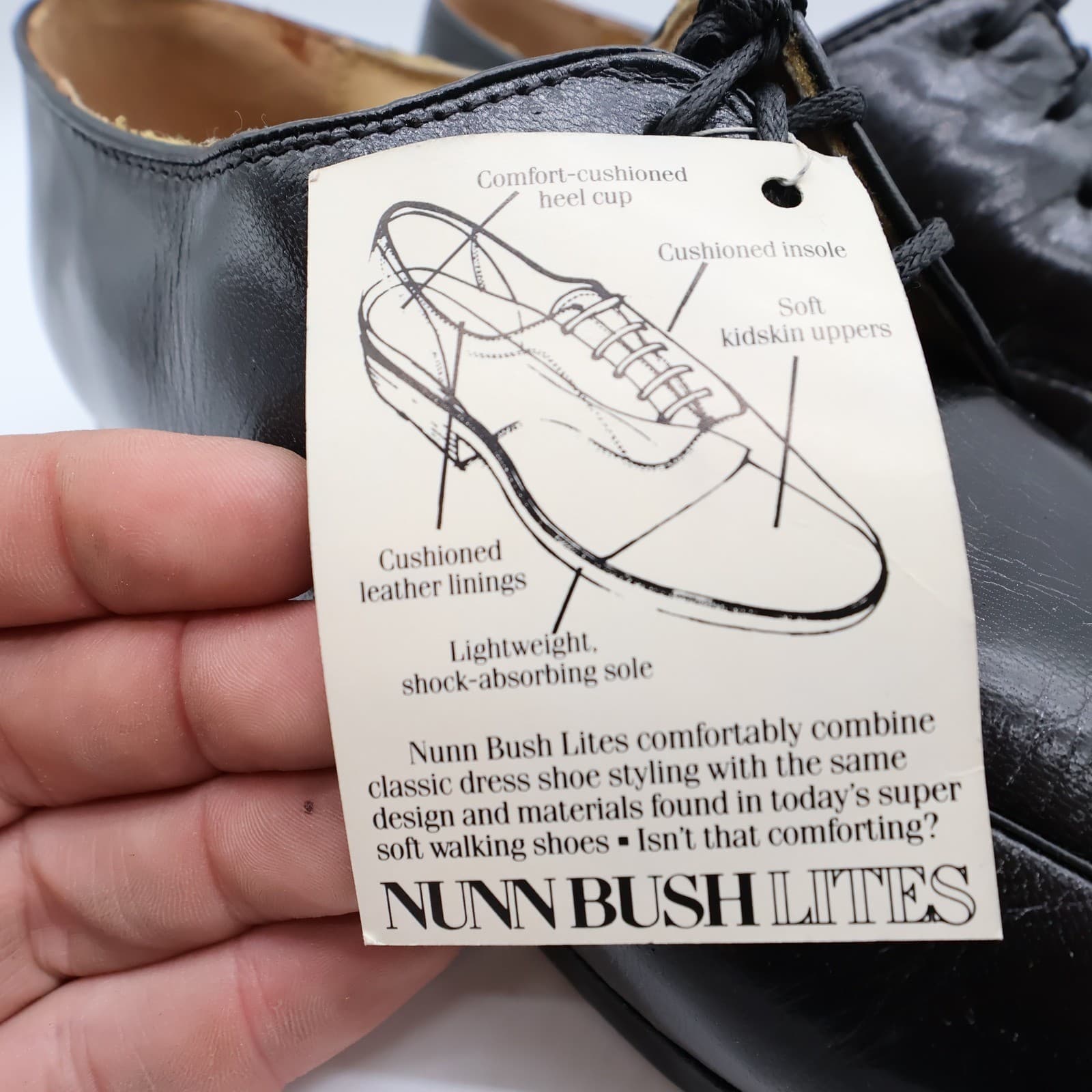 Nunn Bush Apron Toe Oxford Dress Shoes Mens 8 Black Leather Vintage. NOS - Thumbnail 11