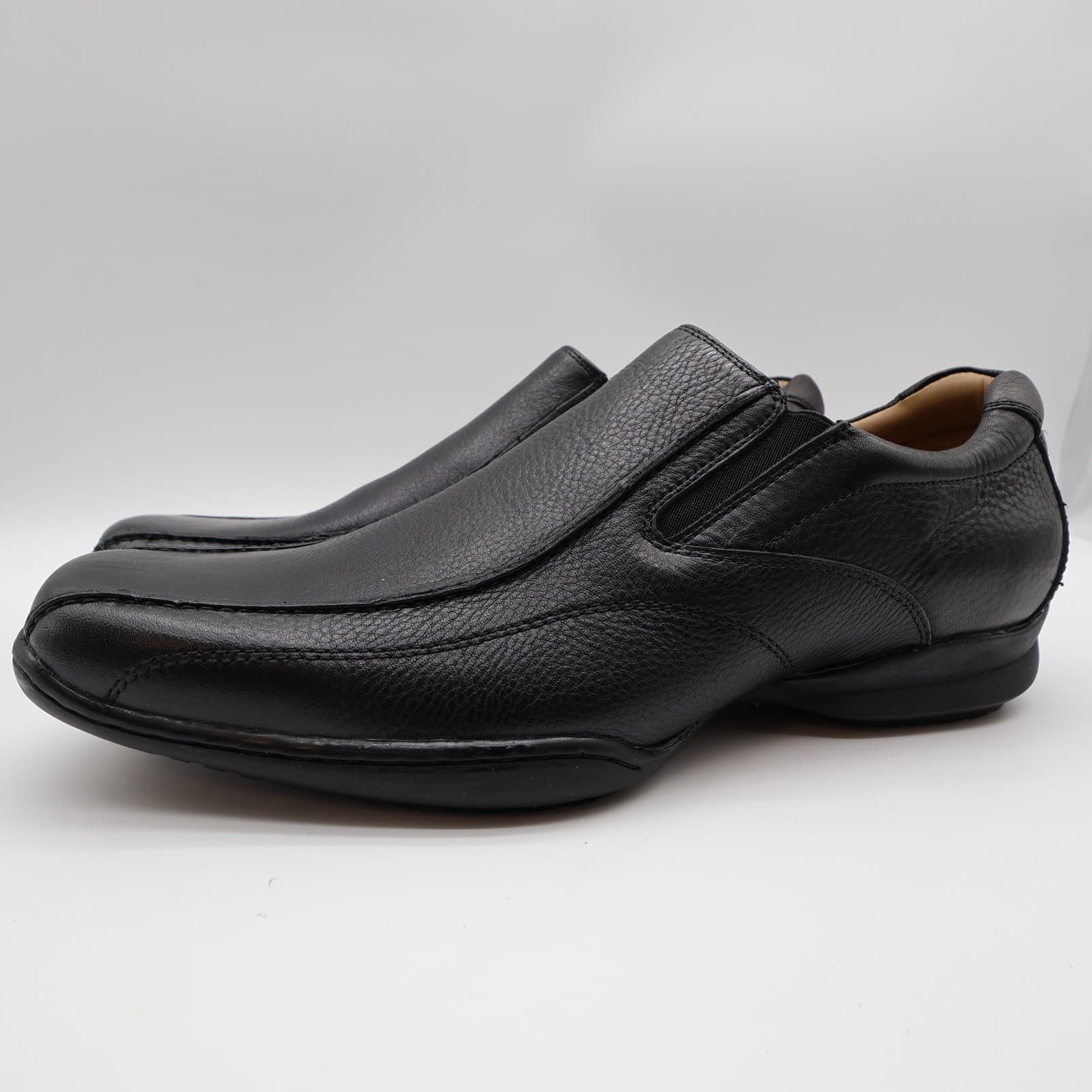 Hush Puppies Santiago Men's 12 Black Leather Slip-On Dress Loafers - Thumbnail 3