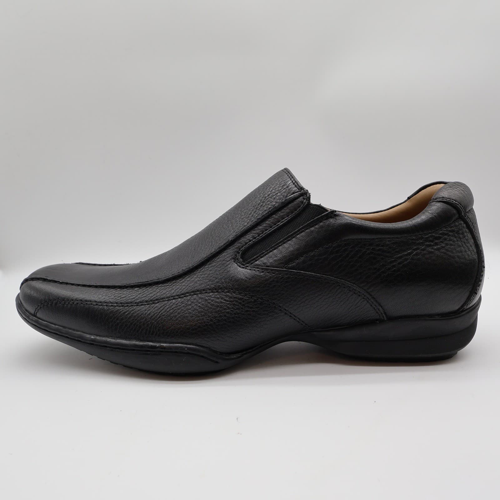 Hush Puppies Santiago Men's 12 Black Leather Slip-On Dress Loafers - Thumbnail 11