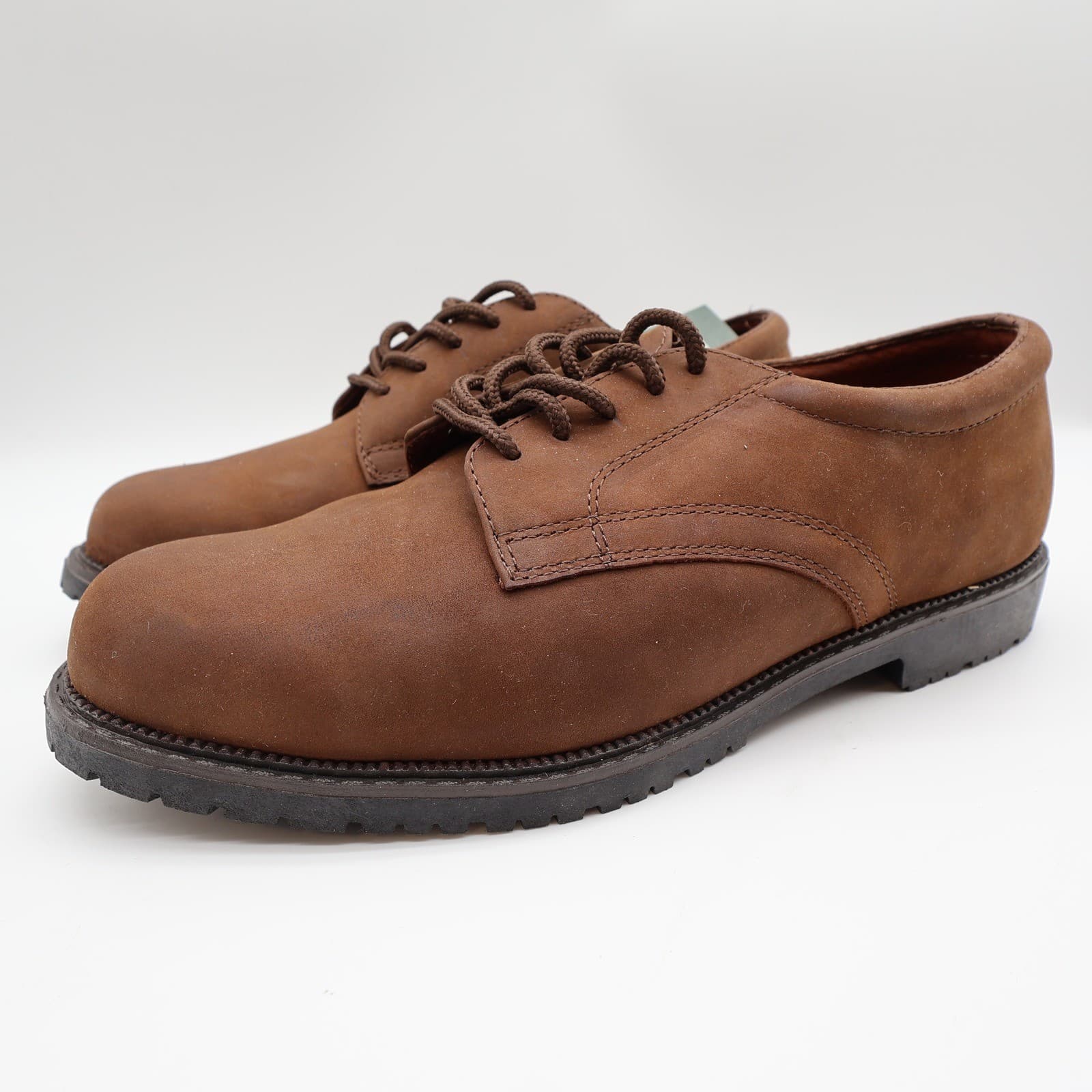 Nunn Bush 90s Vintage Brown Oiled Leather Bucks Oxford Mens 10.5 Wide - Thumbnail 3