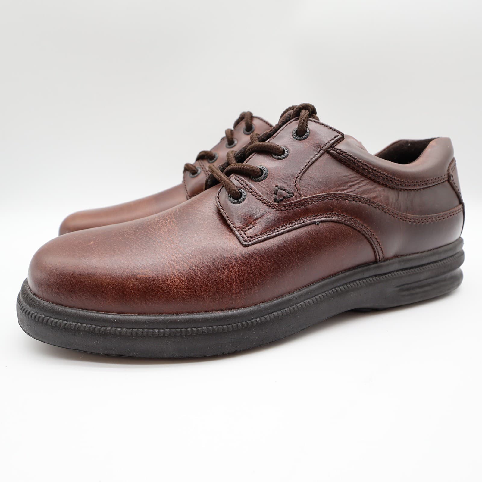 Hush Puppies Glen Men's 9.5 Brown Leather Comfort Casual Oxford Shoes - Thumbnail 3