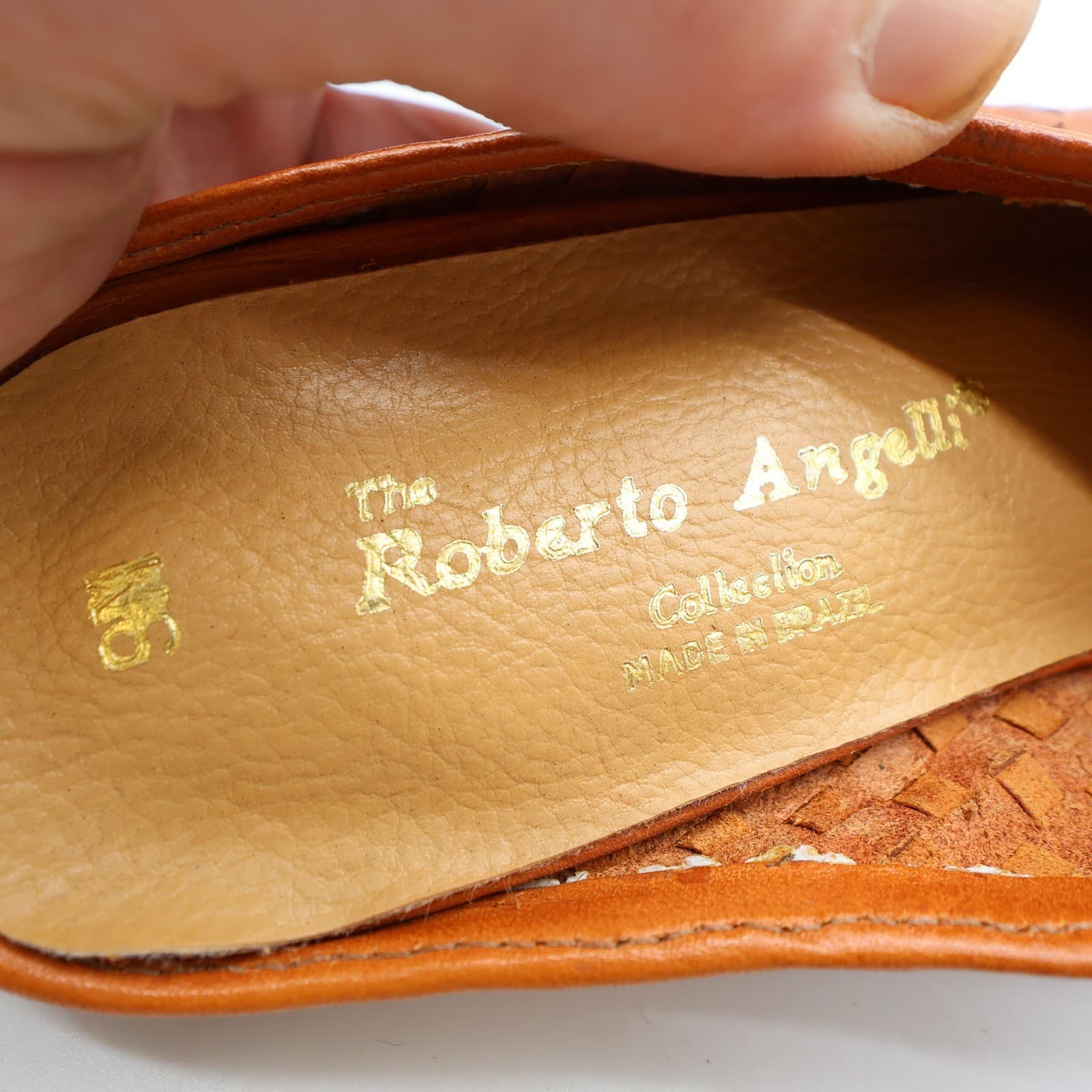 Roberto Angelli 90s Tan Woven Leather Mules Women 9 Slip On Vintage - Thumbnail 7