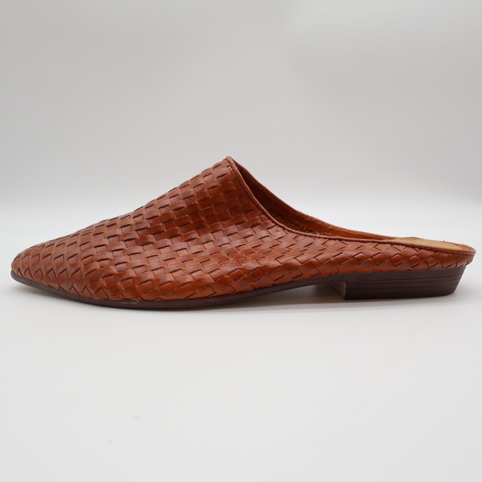 Roberto Angelli 90s Tan Woven Leather Mules Women 9 Slip On Vintage - Thumbnail 13