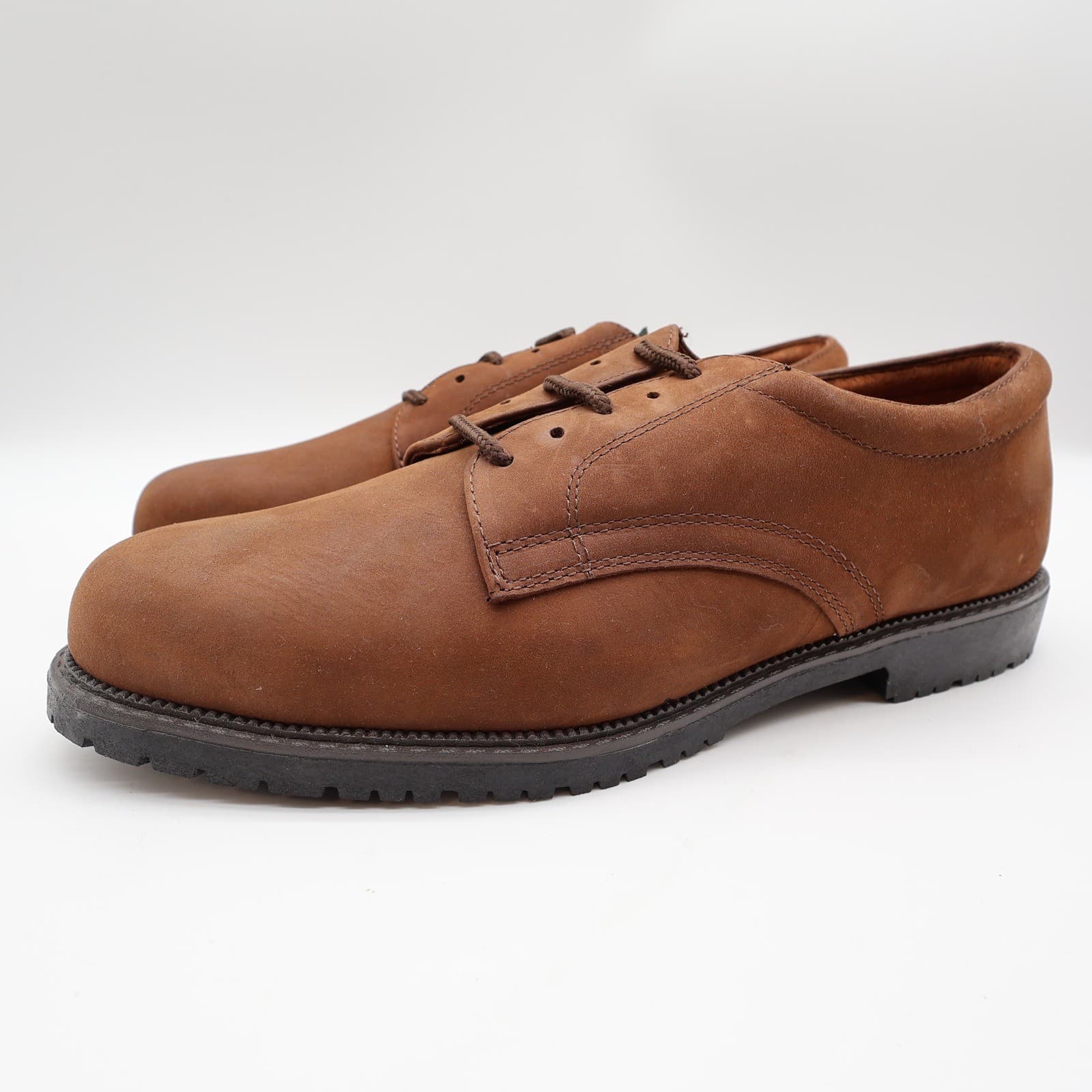Nunn Bush Brown Leather Oxford Shoes Mens 10.5 Vintage 90s NOS - Thumbnail 3