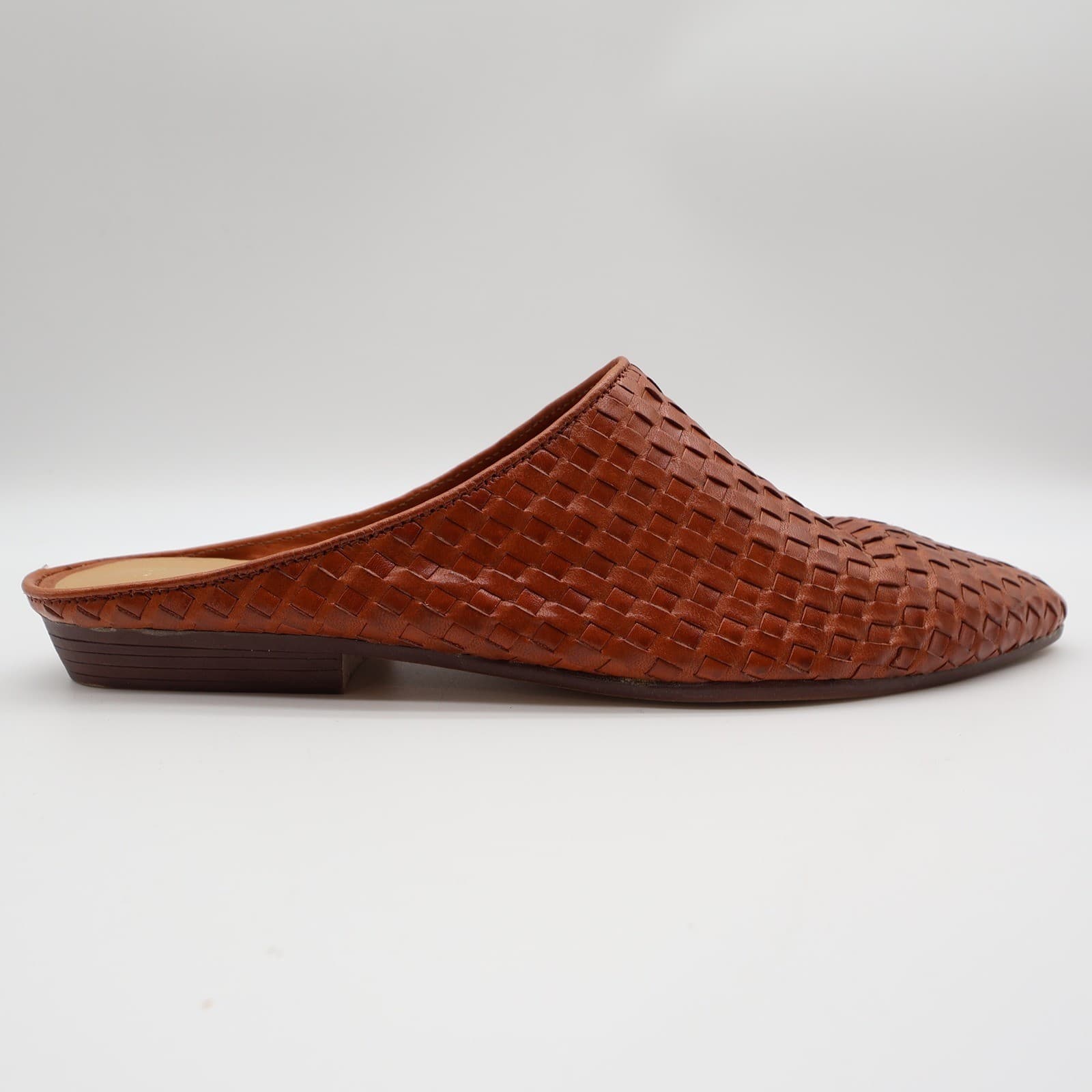 Roberto Angelli 90s Tan Woven Leather Mules Women 9 Slip On Vintage - Thumbnail 11