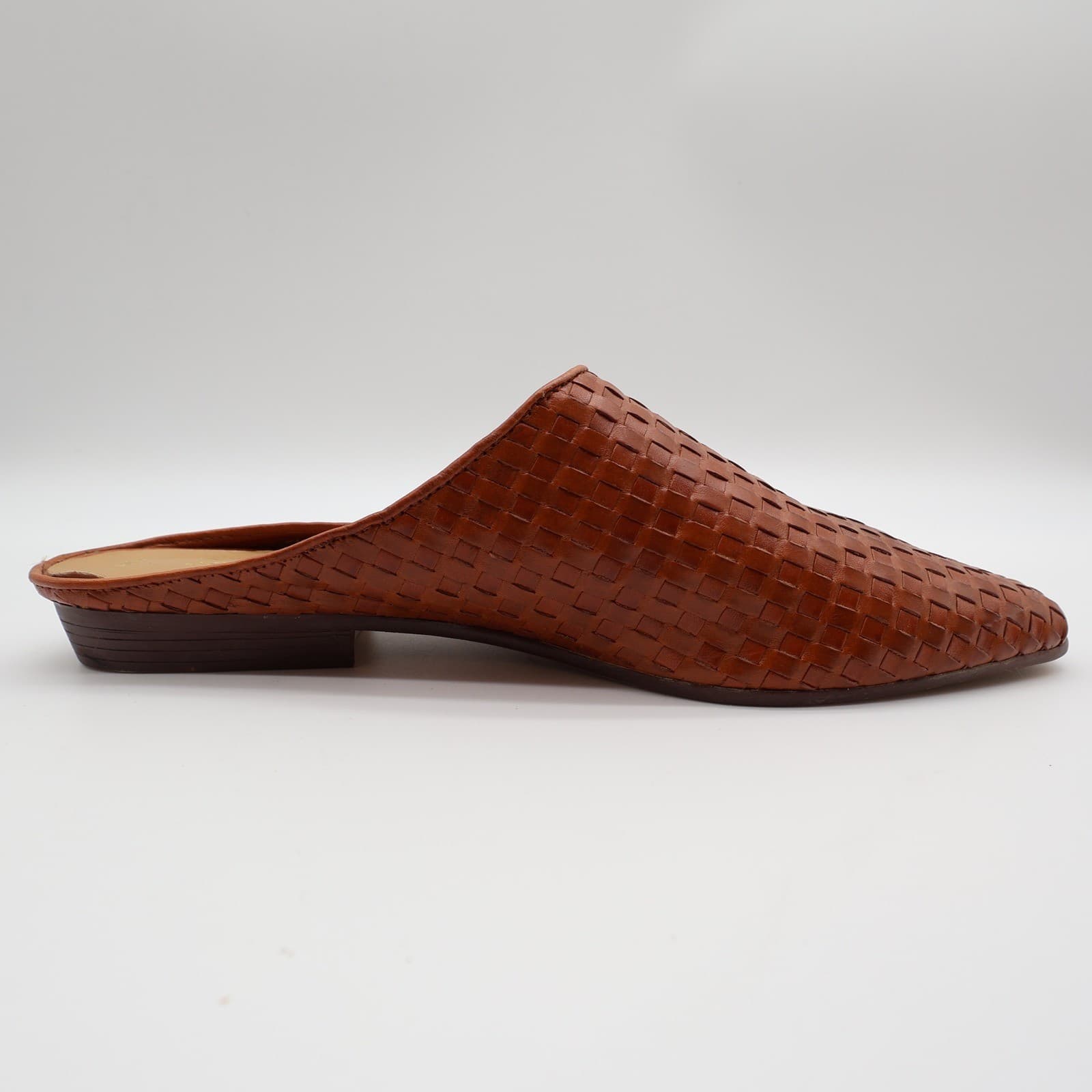 Roberto Angelli 90s Tan Woven Leather Mules Women 9 Slip On Vintage - Thumbnail 12