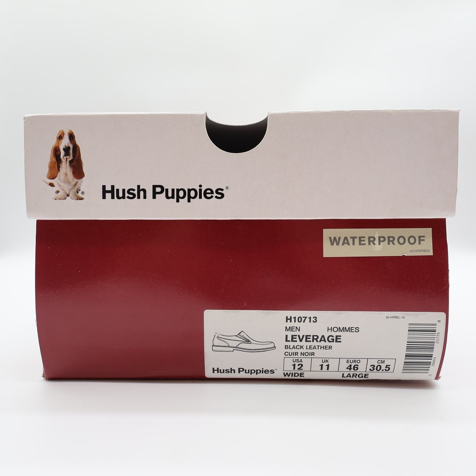 Hush Puppies Leverage Men's 12W Black Leather Waterproof Slip-On Shoes - Thumbnail 8