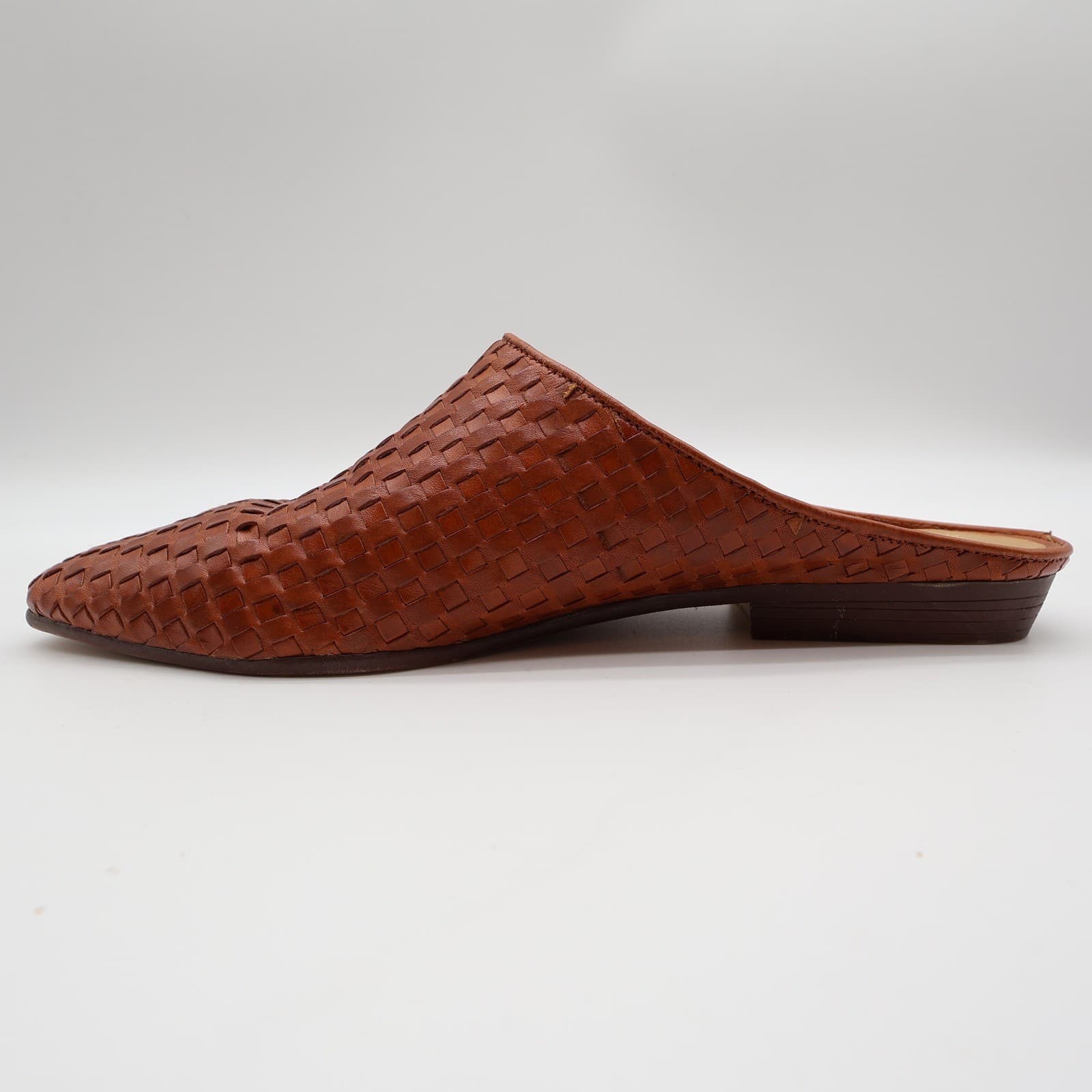 Roberto Angelli 90s Tan Woven Leather Mules Women 9 Slip On Vintage - Thumbnail 10