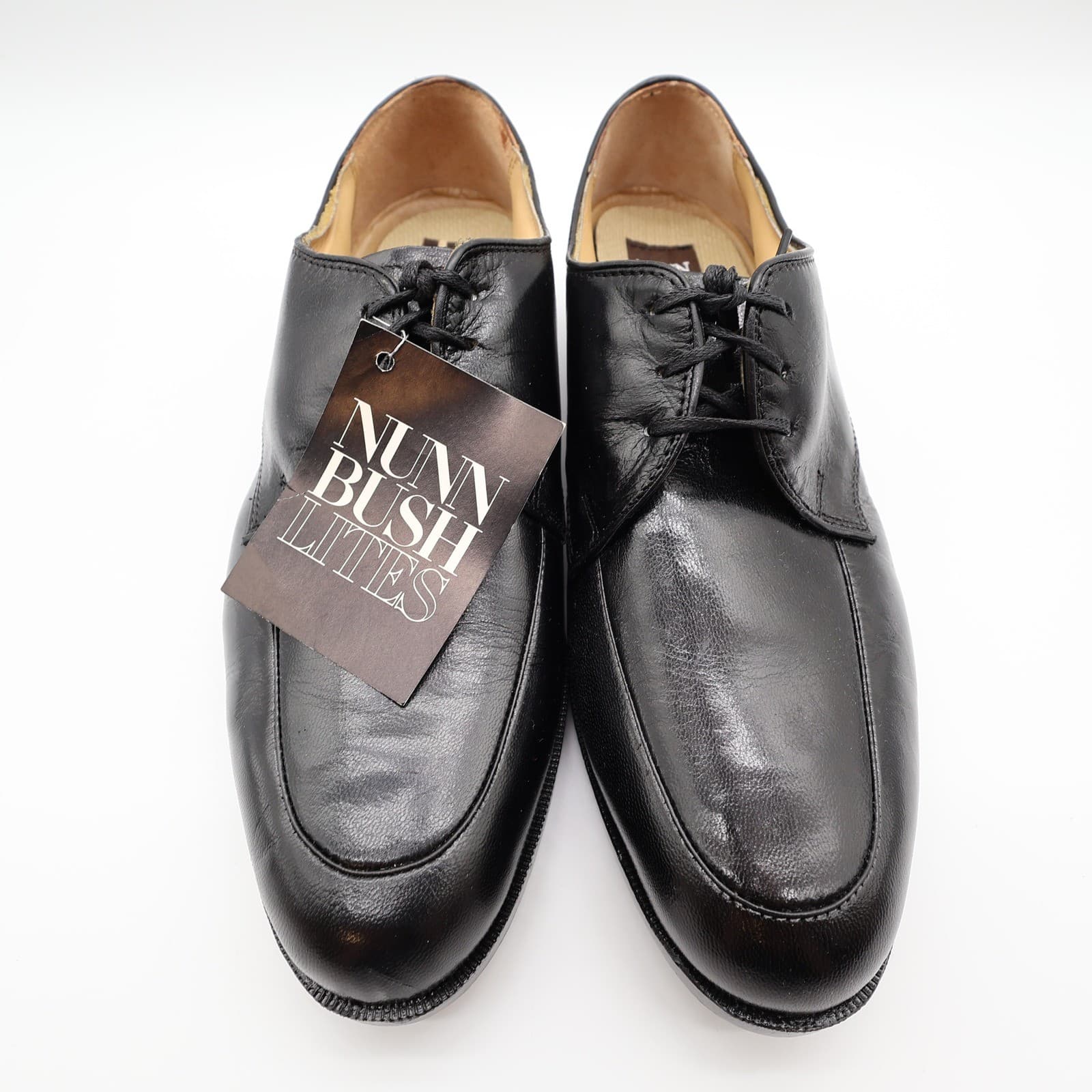 Nunn Bush Apron Toe Oxford Dress Shoes Mens 8 Black Leather Vintage. NOS - Thumbnail 4