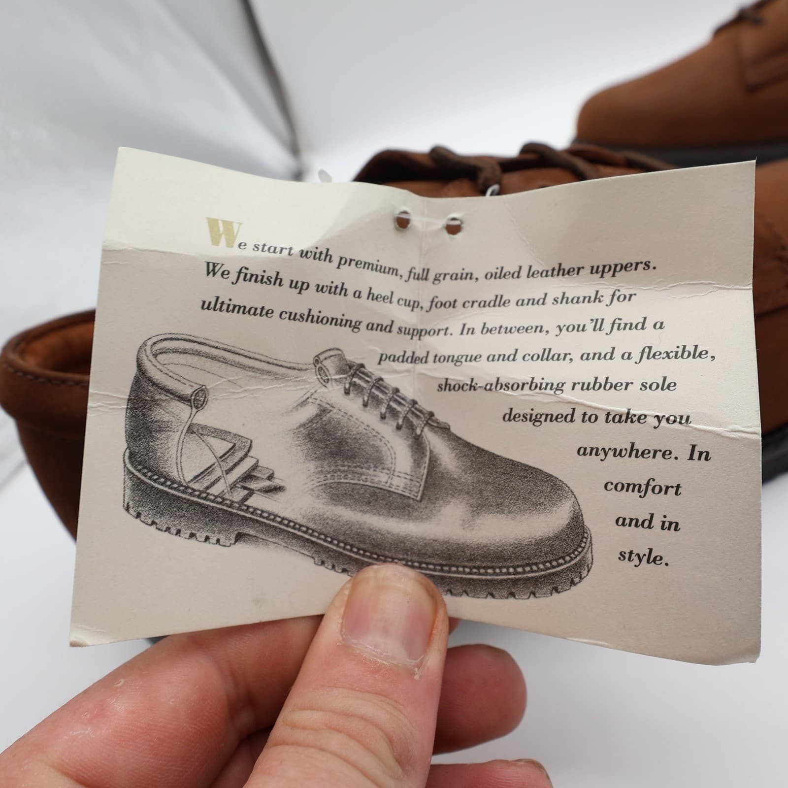 Nunn Bush Brown Leather Oxford Shoes Mens 10.5 Vintage 90s NOS - Thumbnail 15