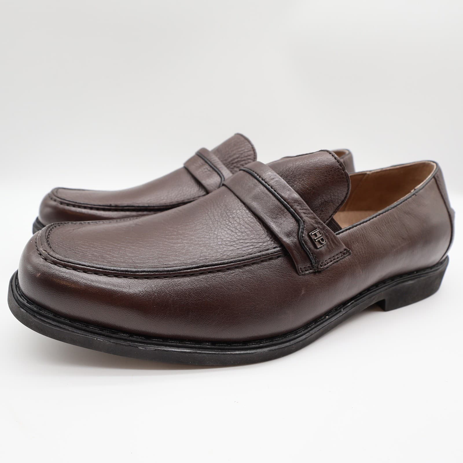 Hush Puppies Legend Loafers Mens 12 EW Brown Leather Slip On Comfort NIB - Thumbnail 3