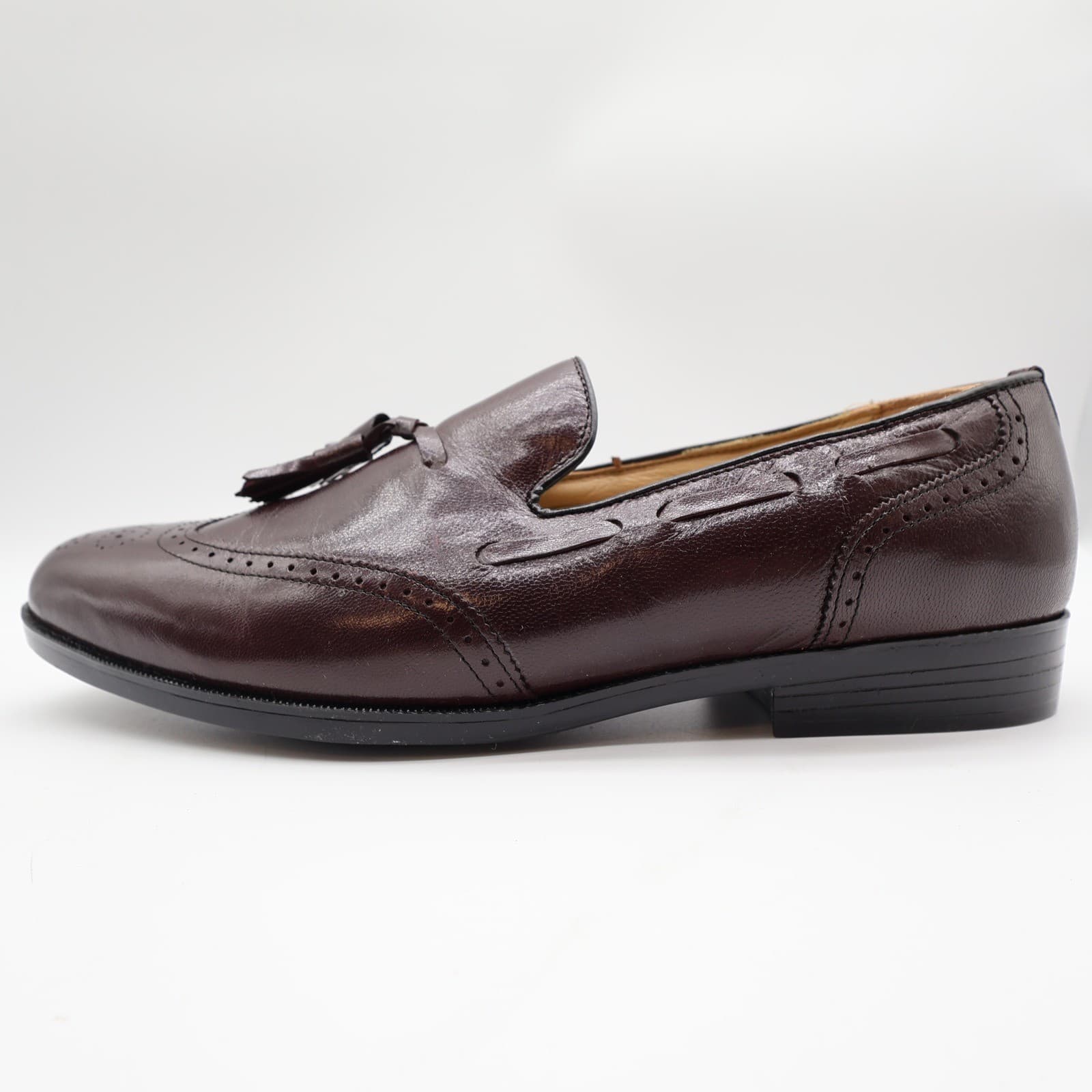 Nunn Bush Parker Wingtip Tassel Loafers Mens 11 Burgundy Leather NOS - Thumbnail 16
