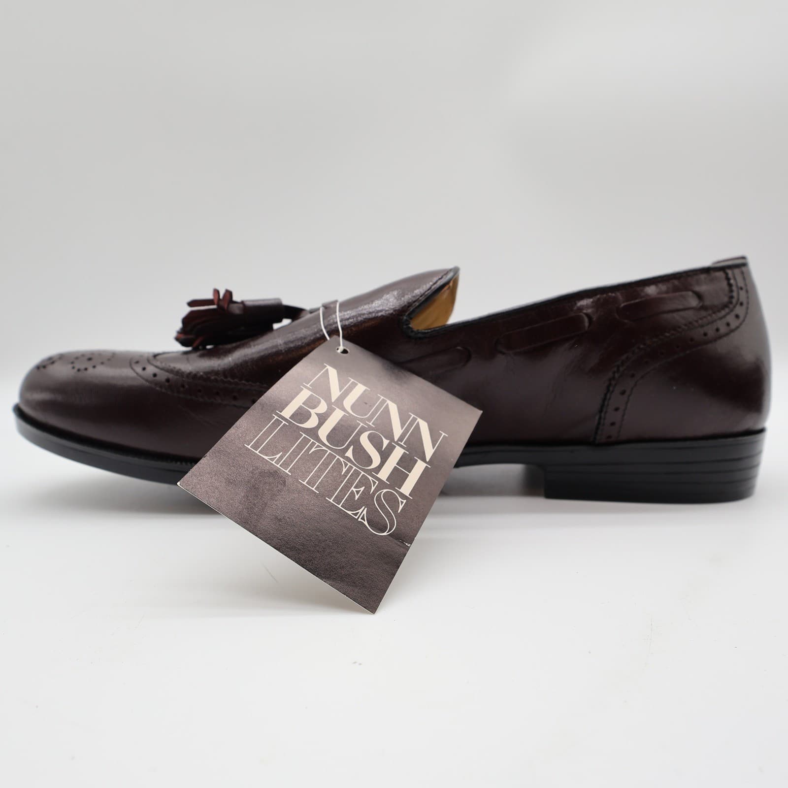 Nunn Bush Parker Wingtip Tassel Loafers Mens 11 Burgundy Leather NOS - Thumbnail 11