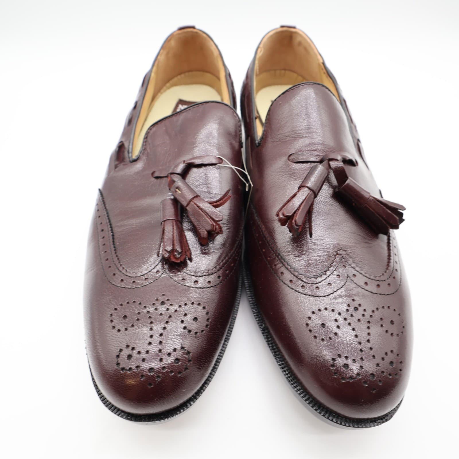 Nunn Bush Parker Wingtip Tassel Loafers Mens 11 Burgundy Leather NOS - Thumbnail 4
