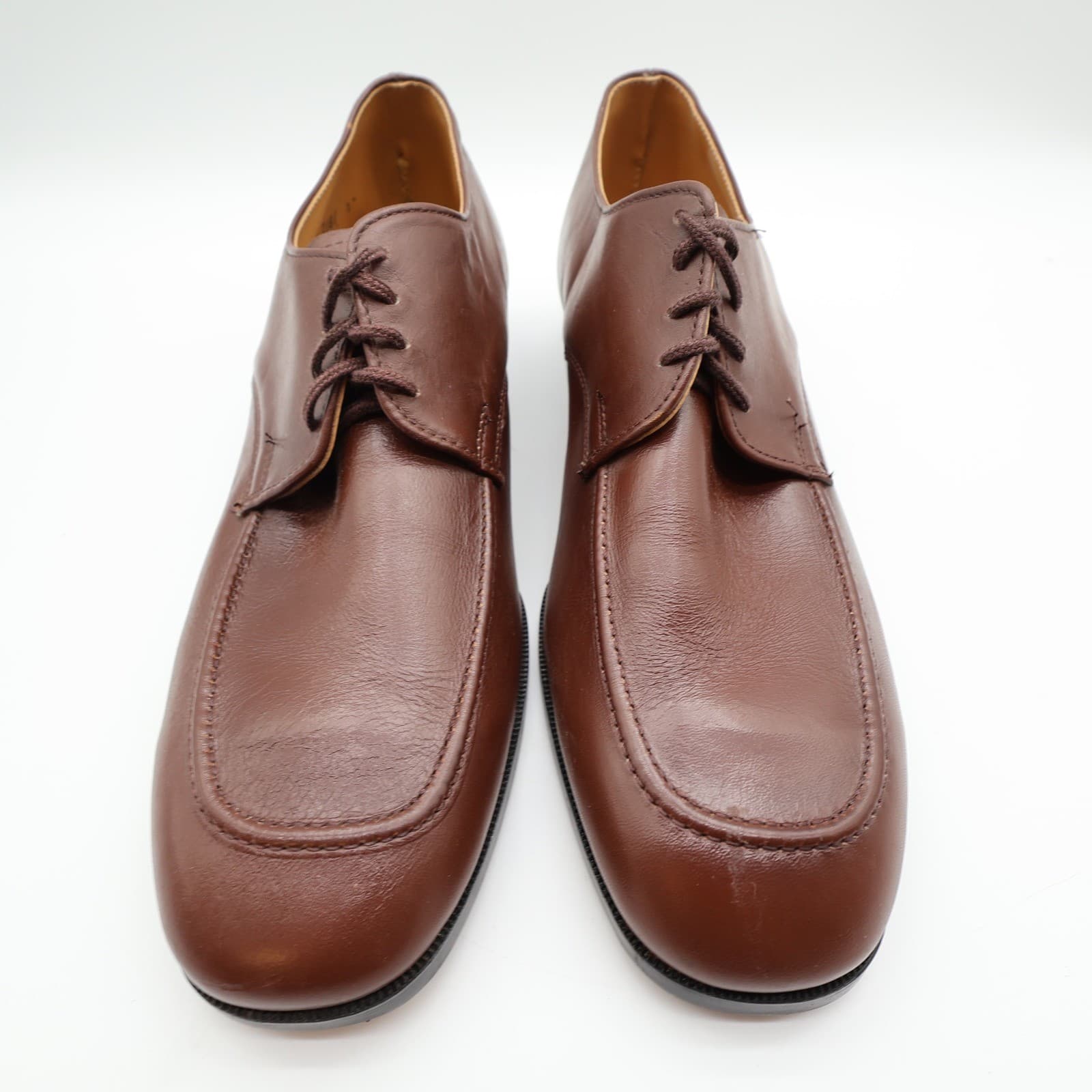 James Pepper Vintage 80s Derby Dress Shoes Mens 12 Brown Leather NOS - Thumbnail 4