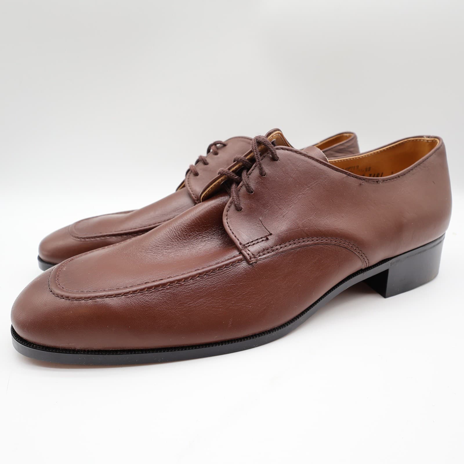 James Pepper Vintage 80s Derby Dress Shoes Mens 12 Brown Leather NOS - Thumbnail 3