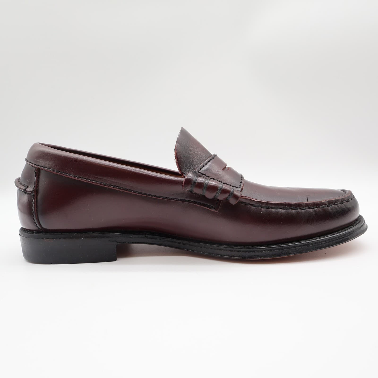 Barclay Vintage 70s 80s Mens 8 D Burgundy Leather Penny Loafers Slip On - Thumbnail 12