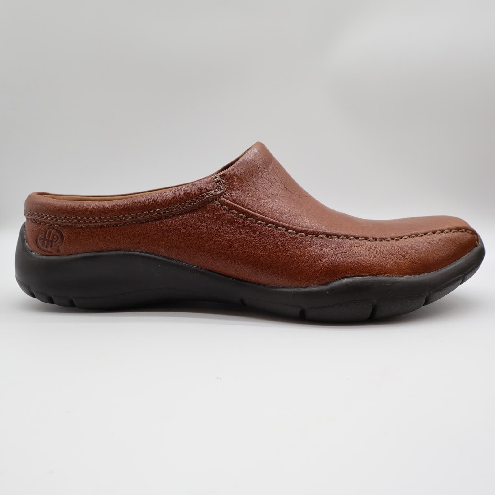 Hush Puppies Zoom Clogs Mens 10 Tan Leather Slip On Comfort Shoes - Thumbnail 10