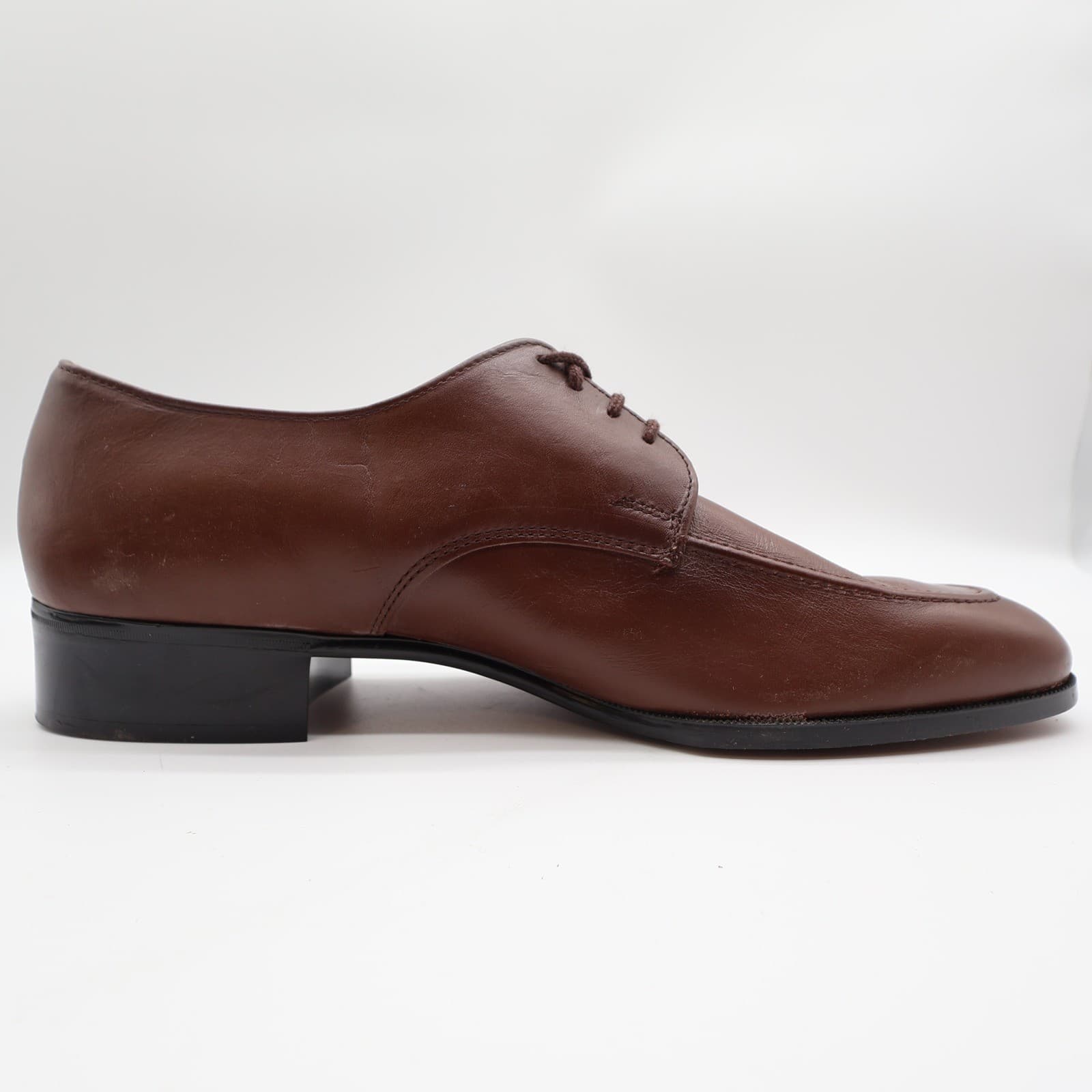 James Pepper Vintage 80s Derby Dress Shoes Mens 12 Brown Leather NOS - Thumbnail 11