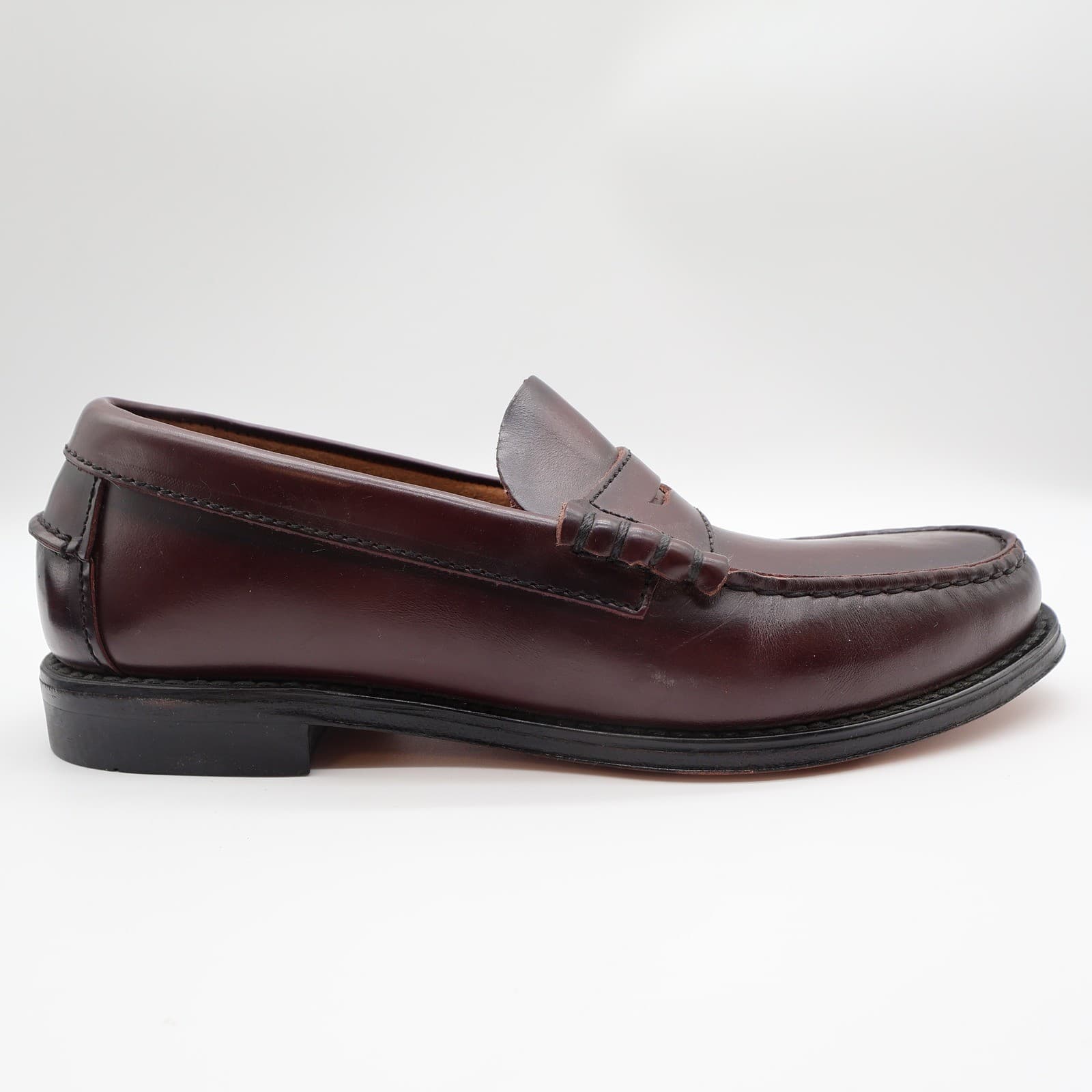 Barclay Vintage 70s 80s Mens 8 D Burgundy Leather Penny Loafers Slip On - Thumbnail 15