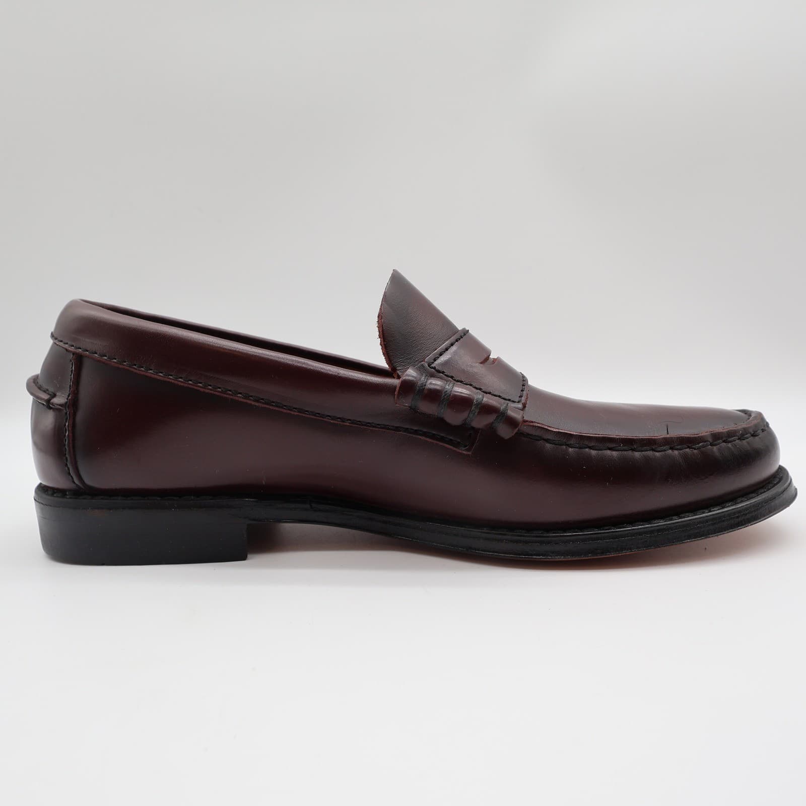 Barclay Vintage 70s 80s Mens 8 D Burgundy Leather Penny Loafers Slip On - Thumbnail 11