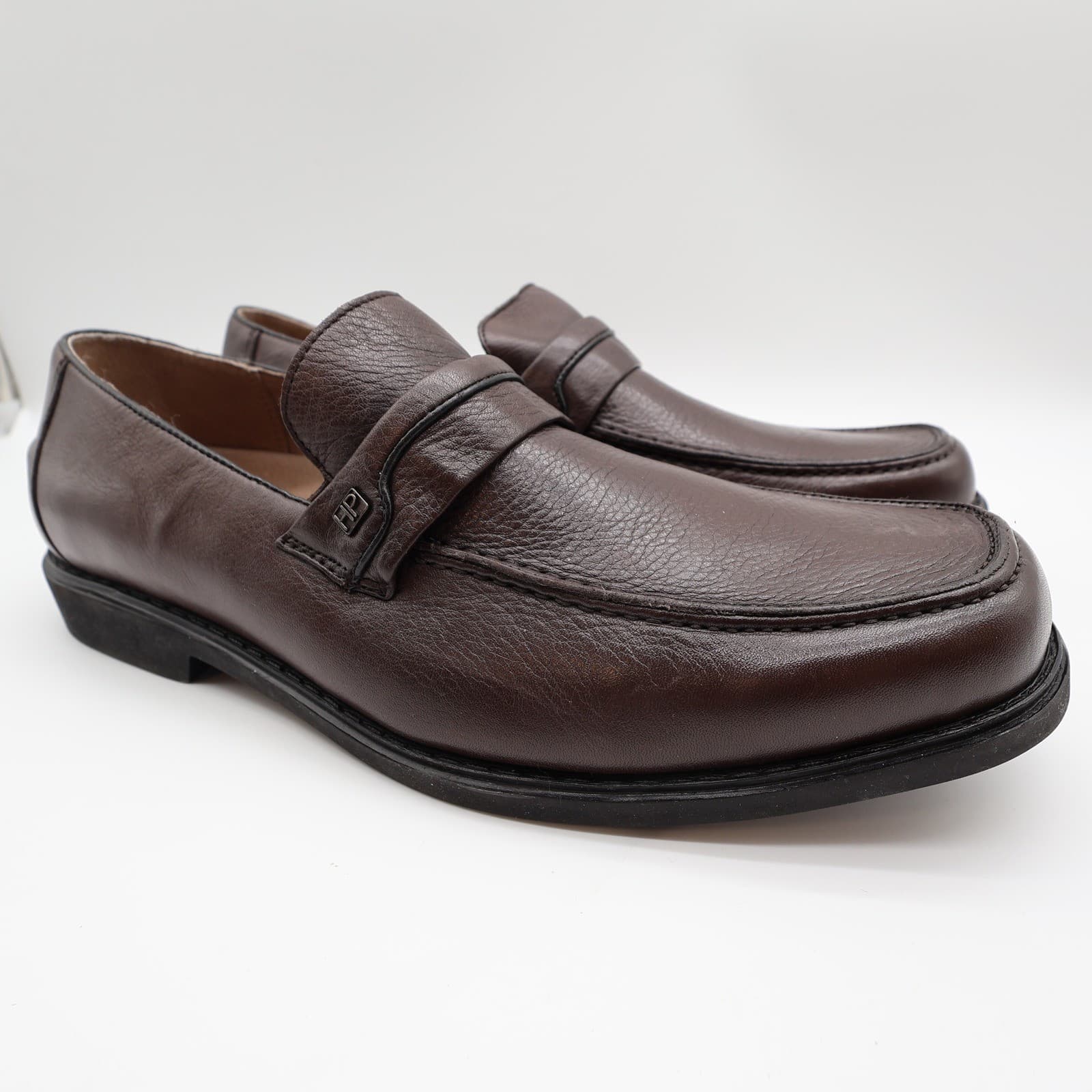 Hush Puppies Legend Loafers Mens 12 EW Brown Leather Slip On Comfort NIB - Thumbnail 2