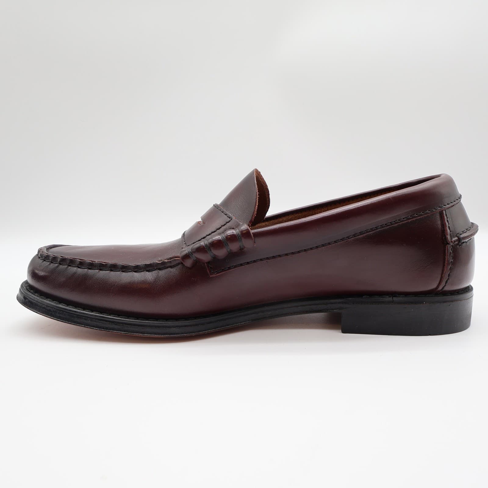 Barclay Vintage 70s 80s Mens 8 D Burgundy Leather Penny Loafers Slip On - Thumbnail 14