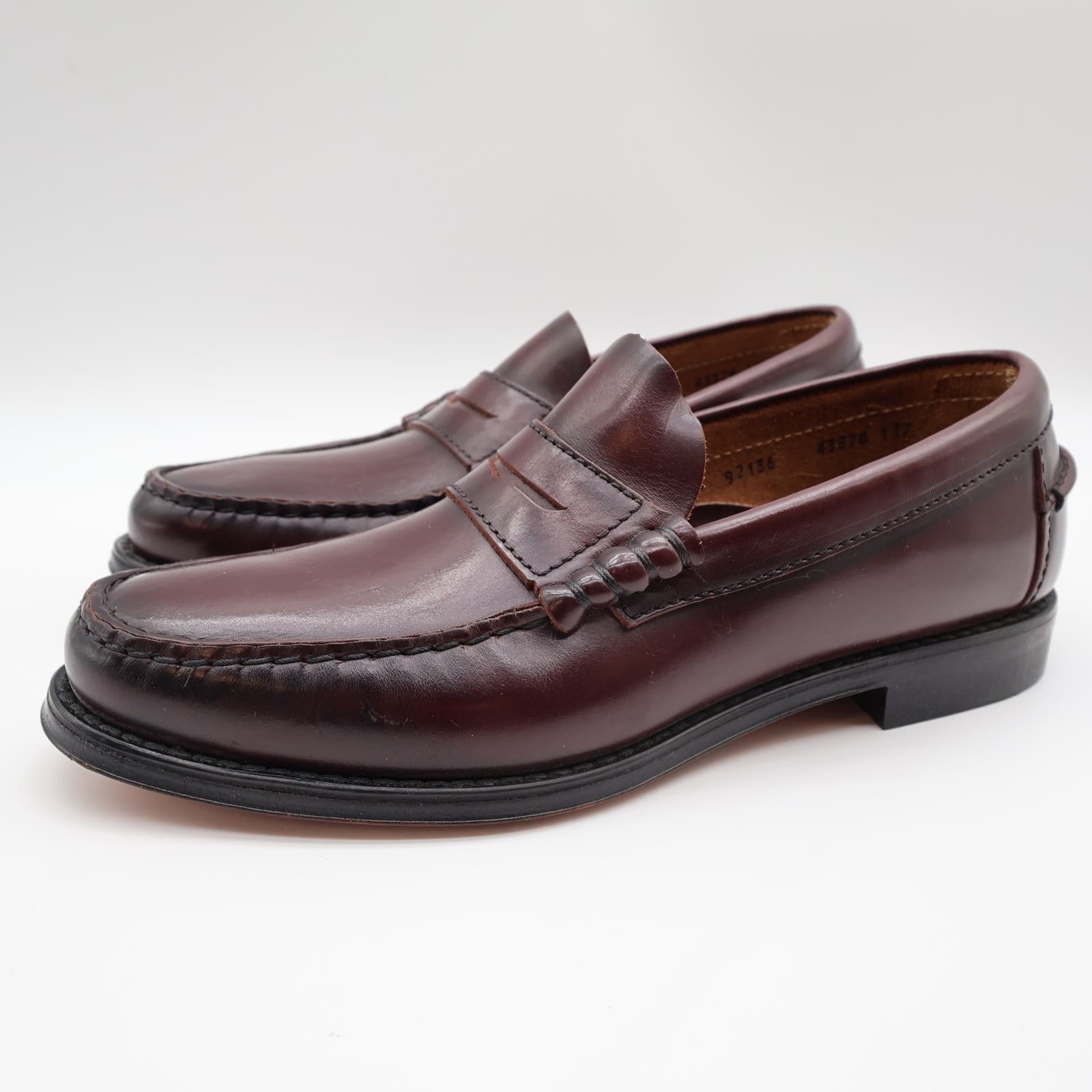 Barclay Vintage 70s 80s Mens 8 D Burgundy Leather Penny Loafers Slip On - Thumbnail 3