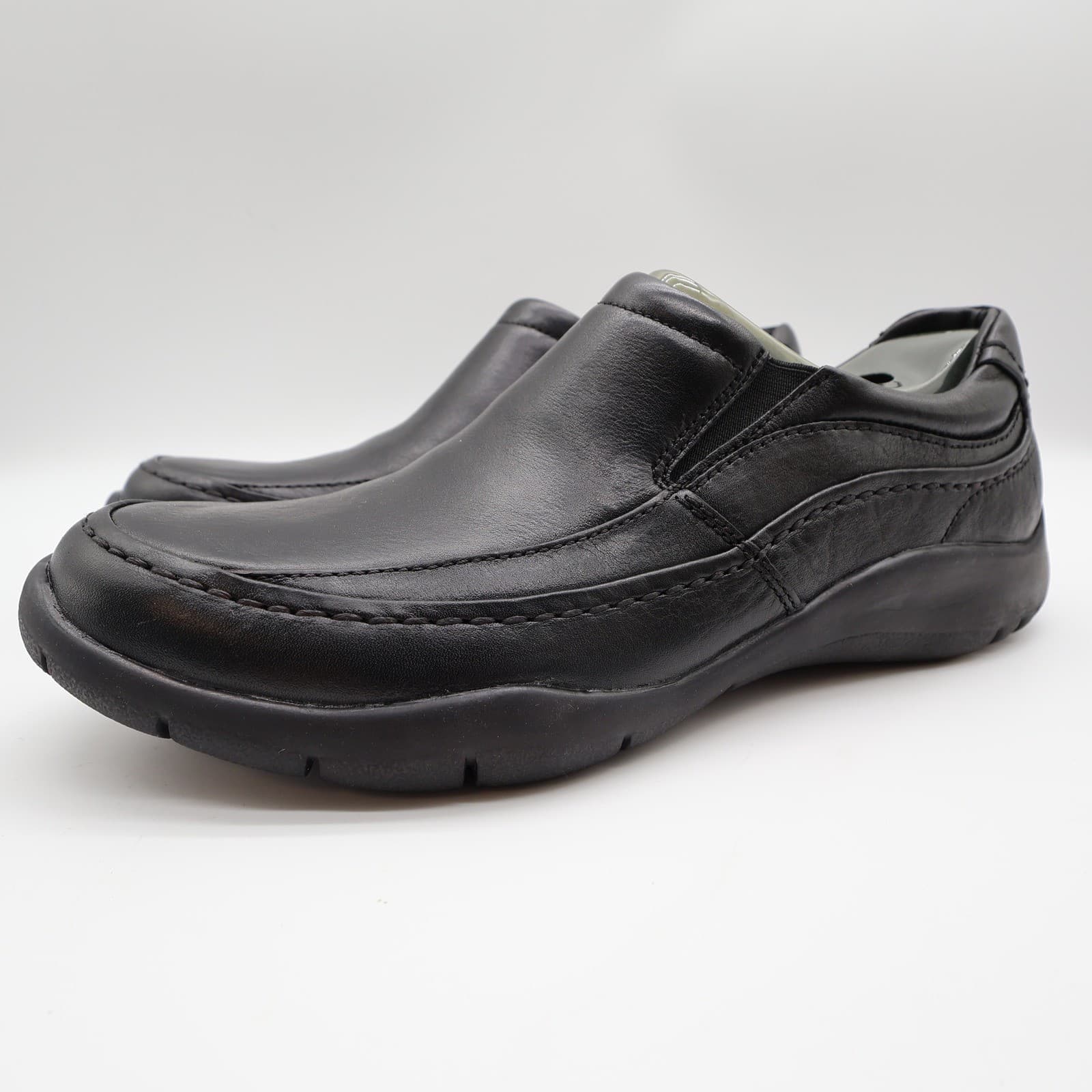 Hush Puppies Zone Slip On Shoes Mens 10 Black Leather Comfort H100050 NEW - Thumbnail 3