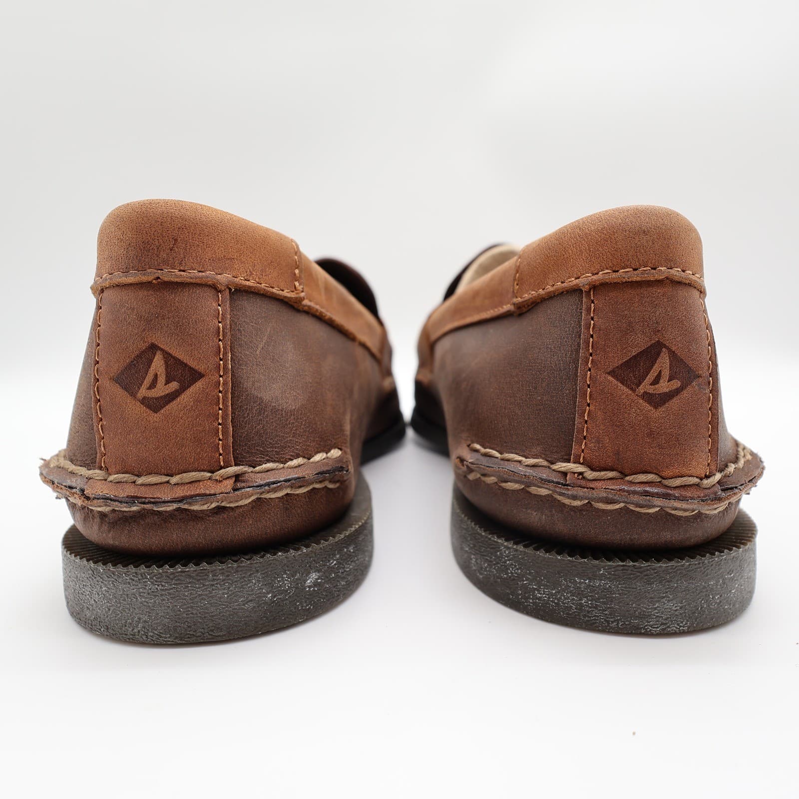 Sperry A/O Penny Loafers Mens 10.5 Brown Leather Slip On Boat Shoes - Thumbnail 5