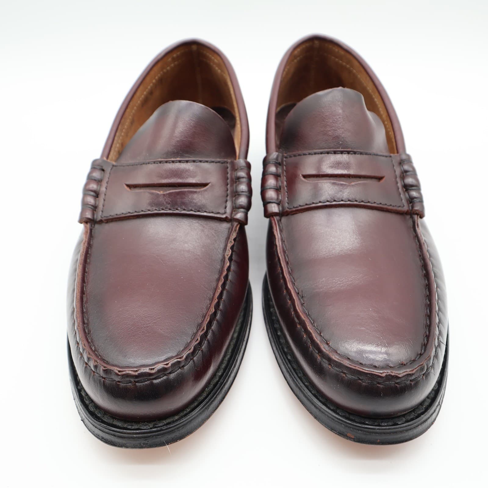 Barclay Vintage 70s 80s Mens 8 D Burgundy Leather Penny Loafers Slip On - Thumbnail 4