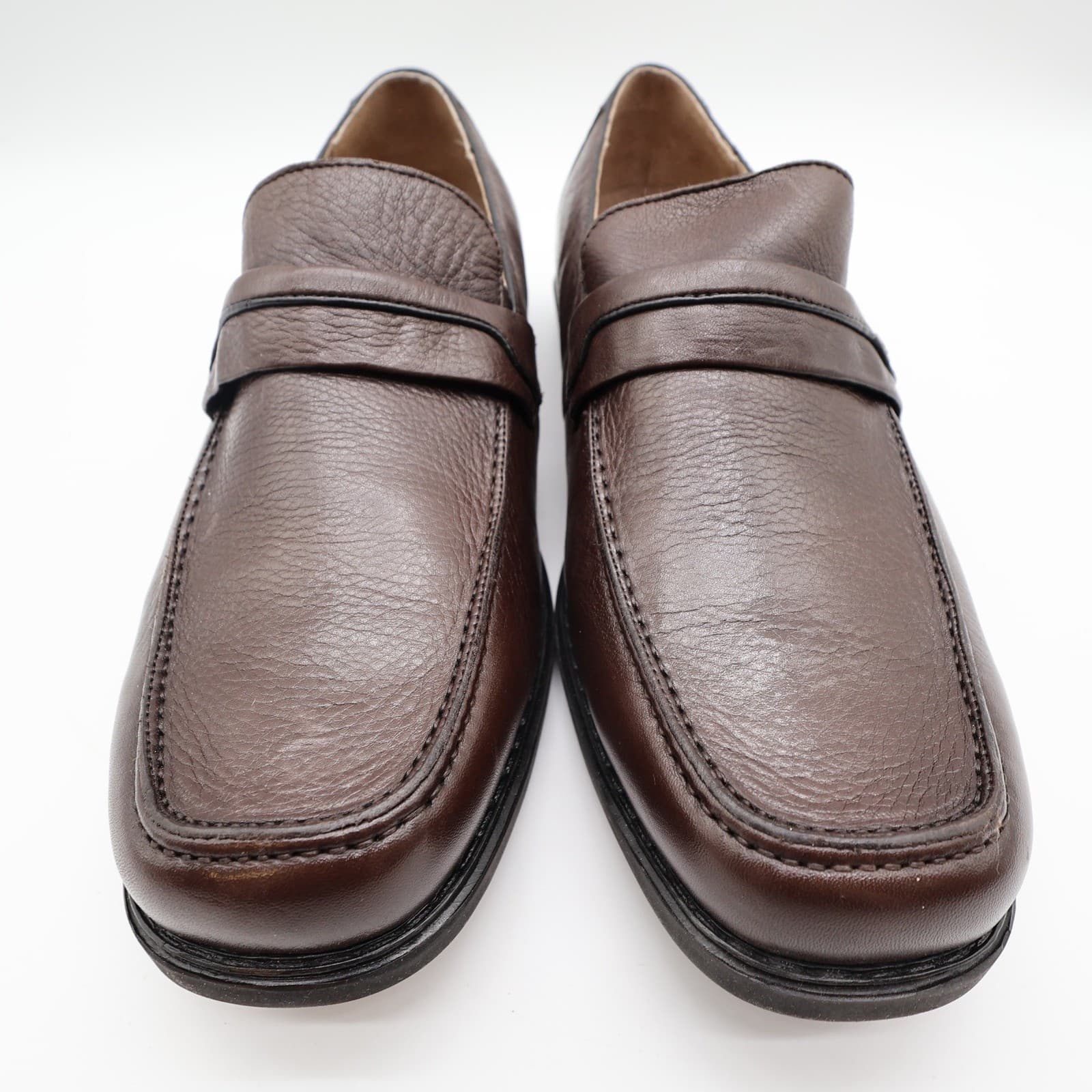 Hush Puppies Legend Loafers Mens 12 EW Brown Leather Slip On Comfort NIB - Thumbnail 4