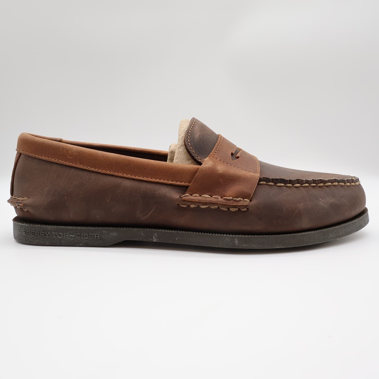 Sperry A/O Penny Loafers Mens 10.5 Brown Leather Slip On Boat Shoes - Thumbnail 12