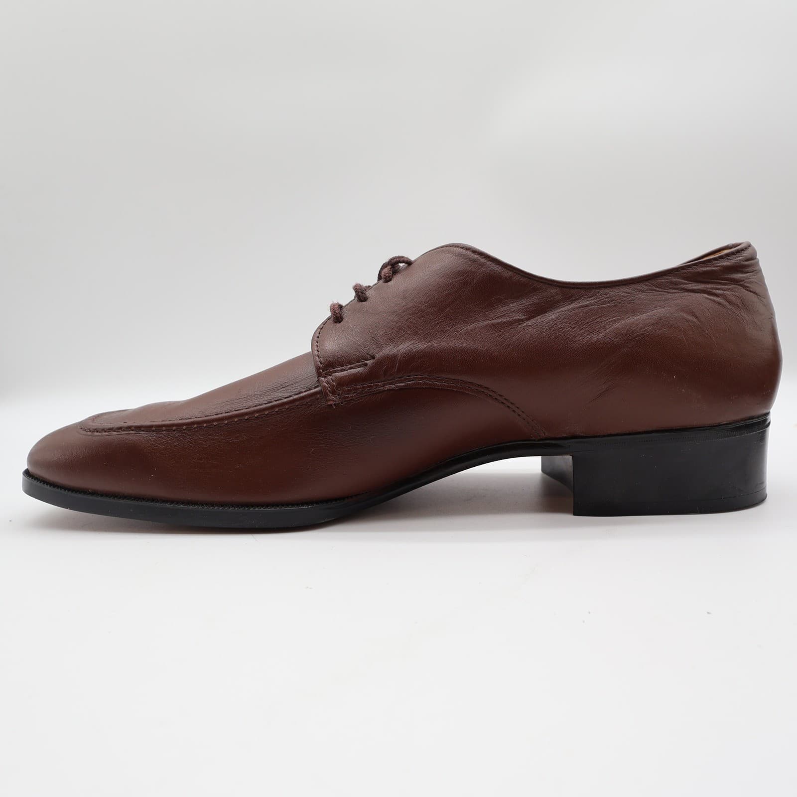 James Pepper Vintage 80s Derby Dress Shoes Mens 12 Brown Leather NOS - Thumbnail 10