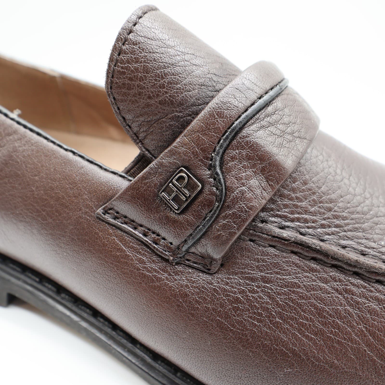 Hush Puppies Legend Loafers Mens 12 EW Brown Leather Slip On Comfort NIB - Thumbnail 14