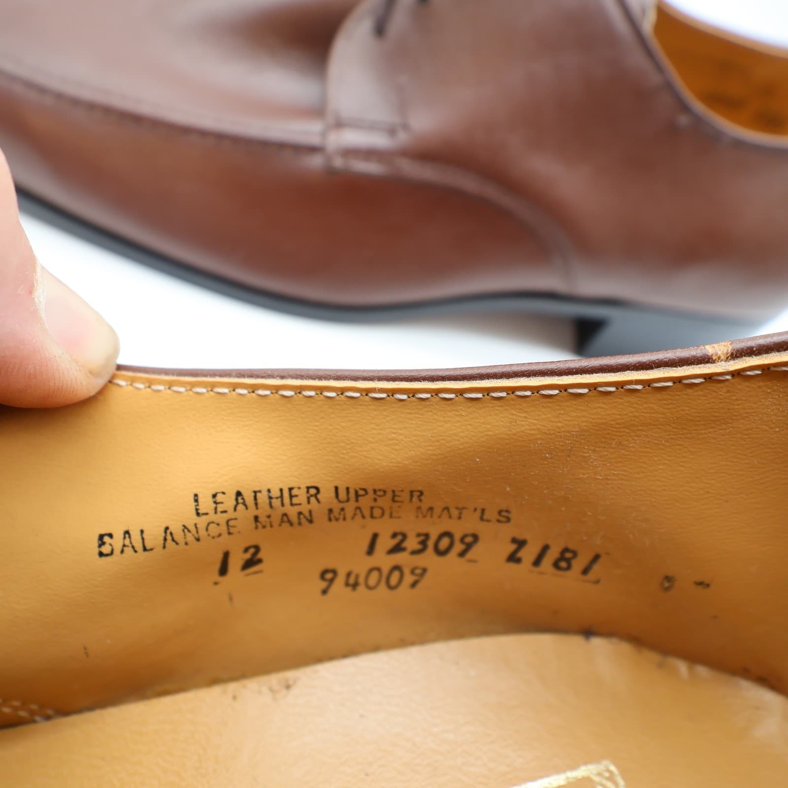 James Pepper Vintage 80s Derby Dress Shoes Mens 12 Brown Leather NOS - Thumbnail 7