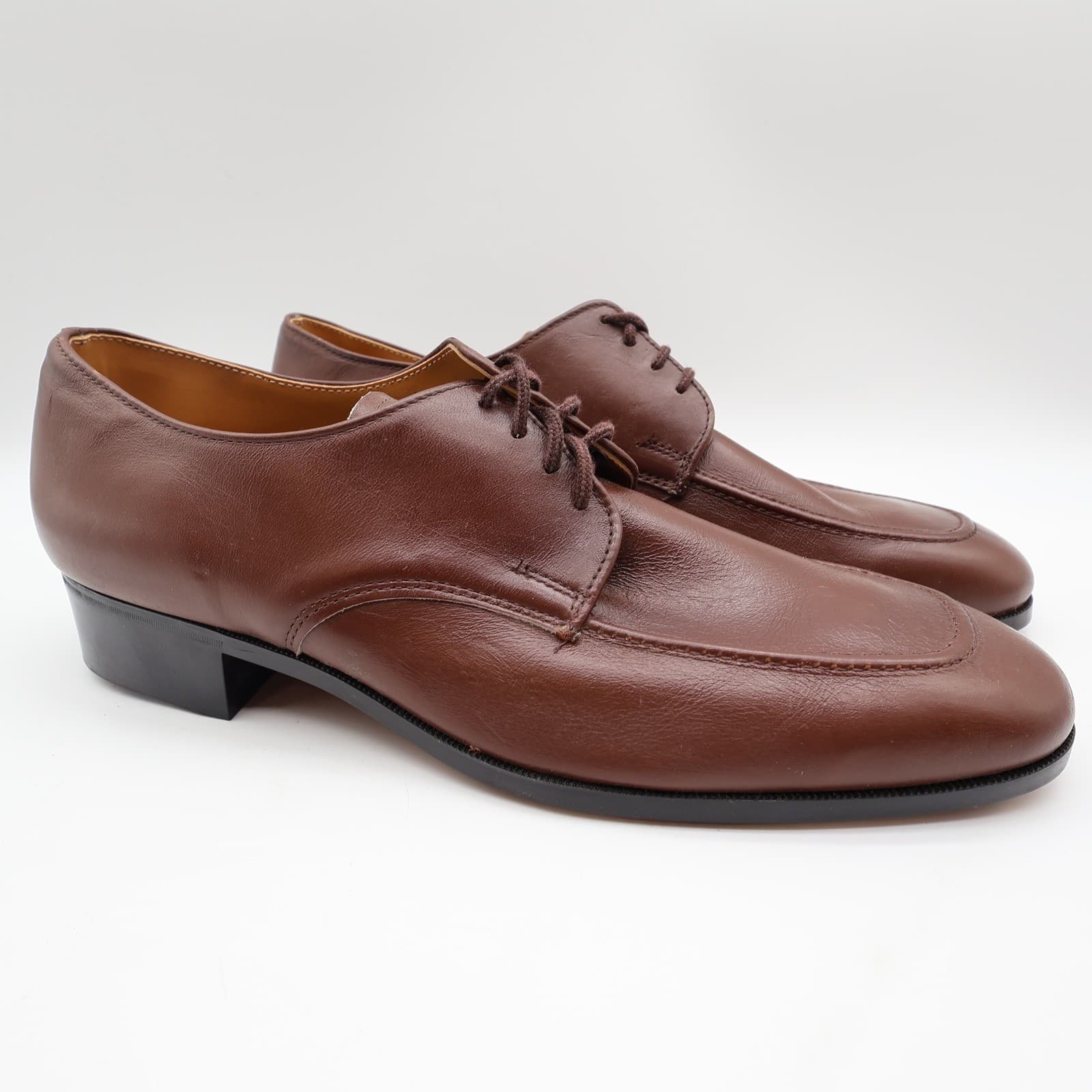 James Pepper Vintage 80s Derby Dress Shoes Mens 12 Brown Leather NOS - Thumbnail 2