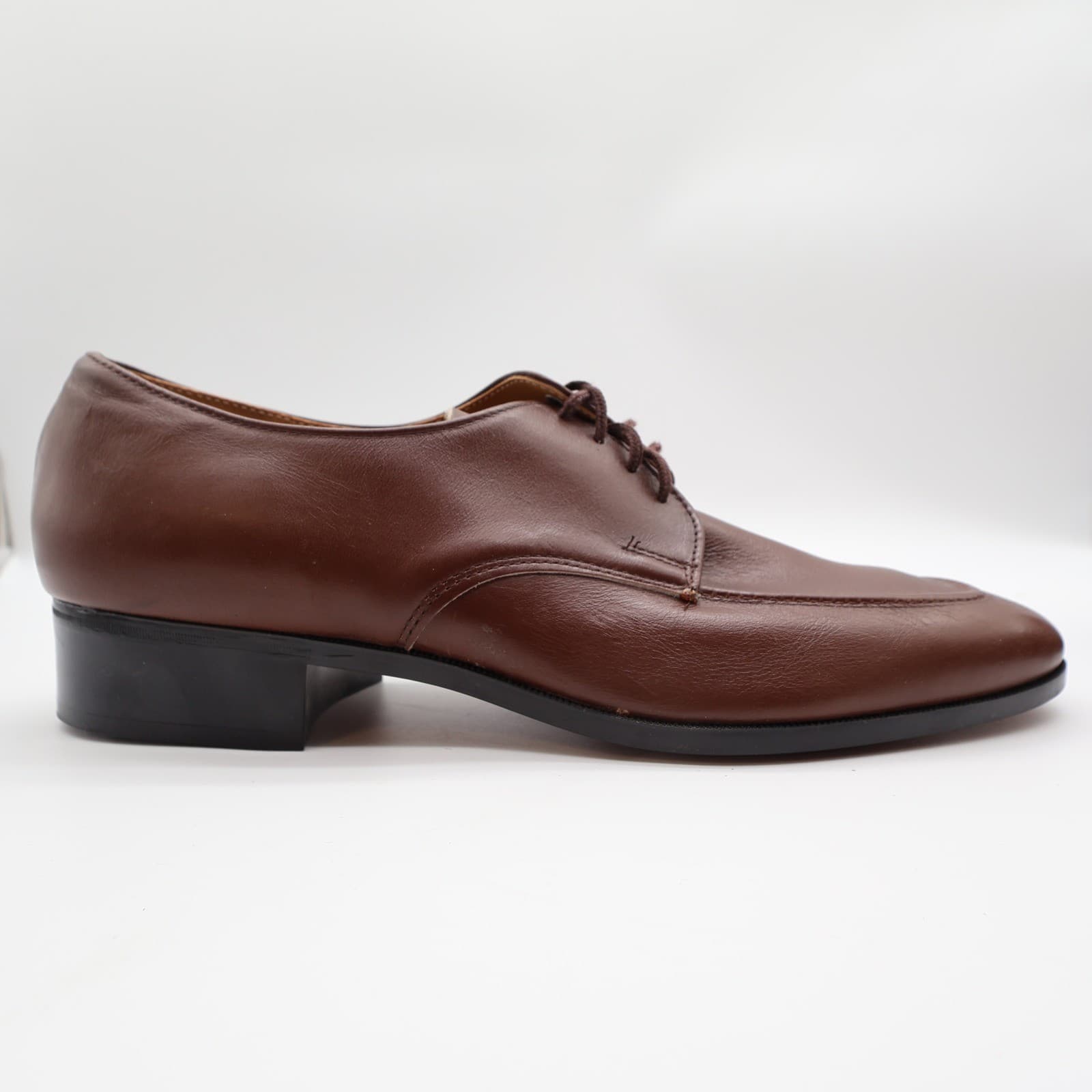 James Pepper Vintage 80s Derby Dress Shoes Mens 12 Brown Leather NOS - Thumbnail 9