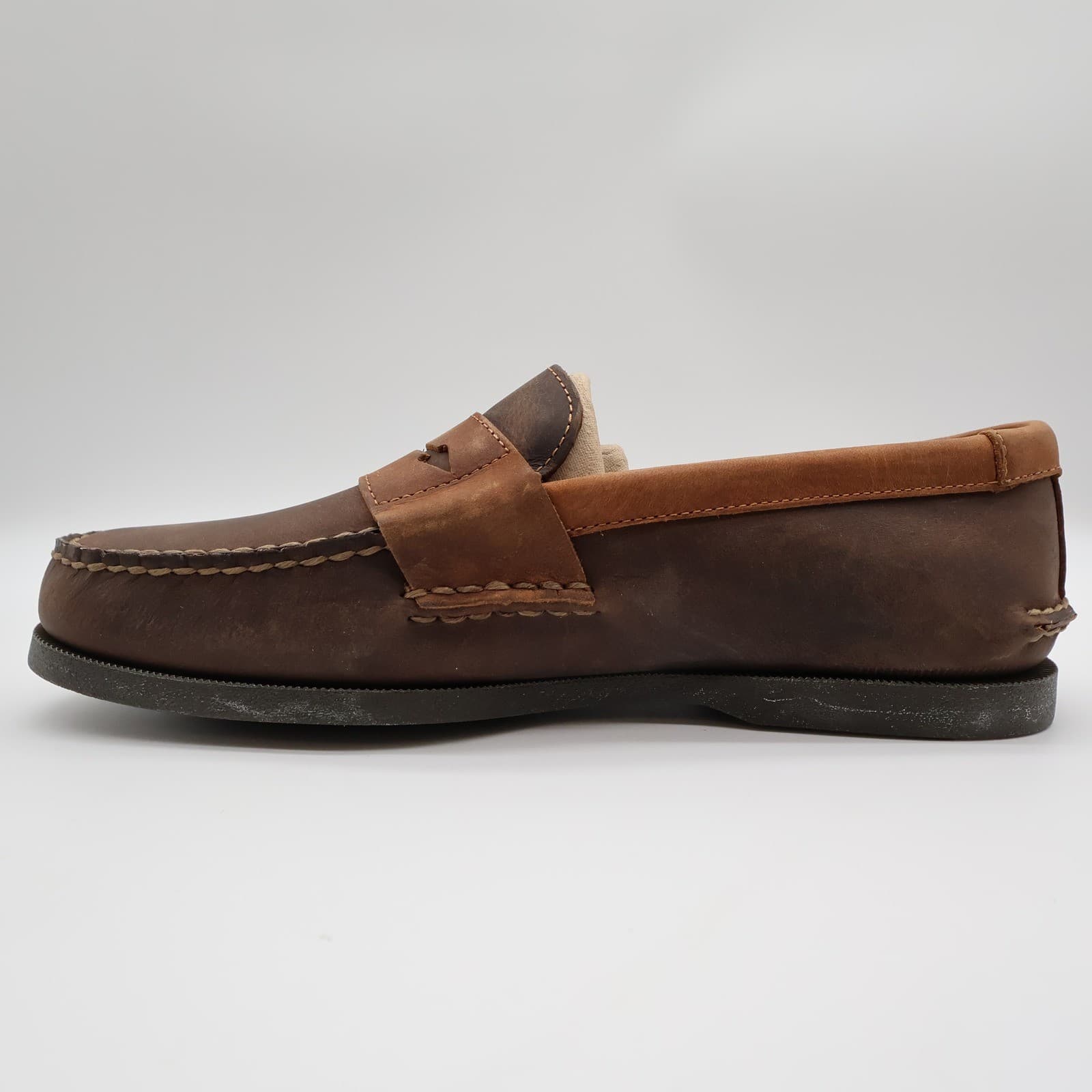 Sperry A/O Penny Loafers Mens 10.5 Brown Leather Slip On Boat Shoes - Thumbnail 13