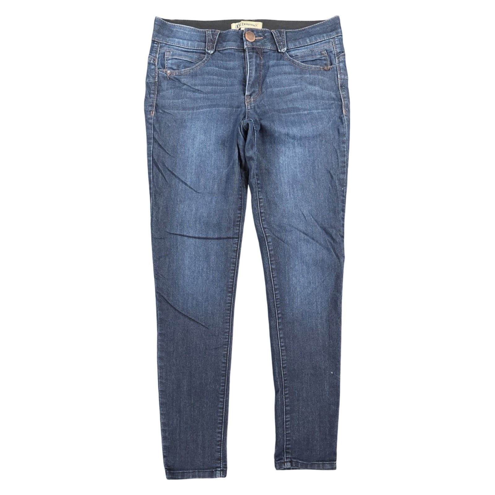 Democracy Jeans Womens 10 Blue Denim Ab Solution Skinny Slimming Dark Wash