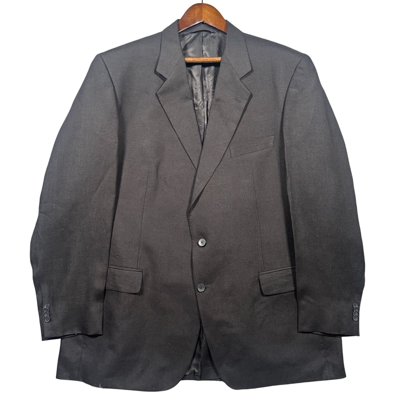 Paul Fredrick Blazer Mens 48XL Charcoal 100% Linen 2 Button Suit Jacket