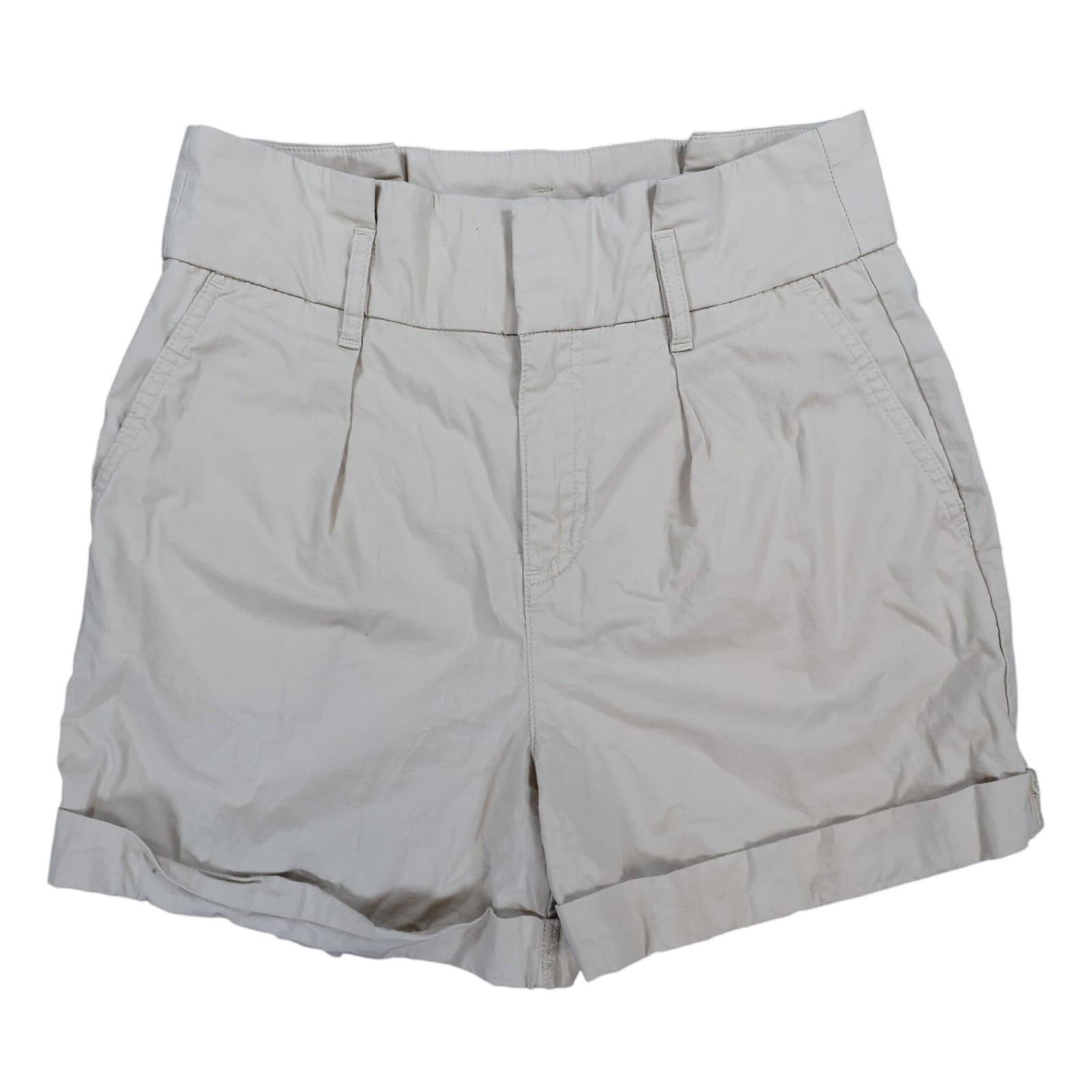 Banana Republic Chino Shorts Womens 2 Beige Cotton Pleated High Rise Cuffed