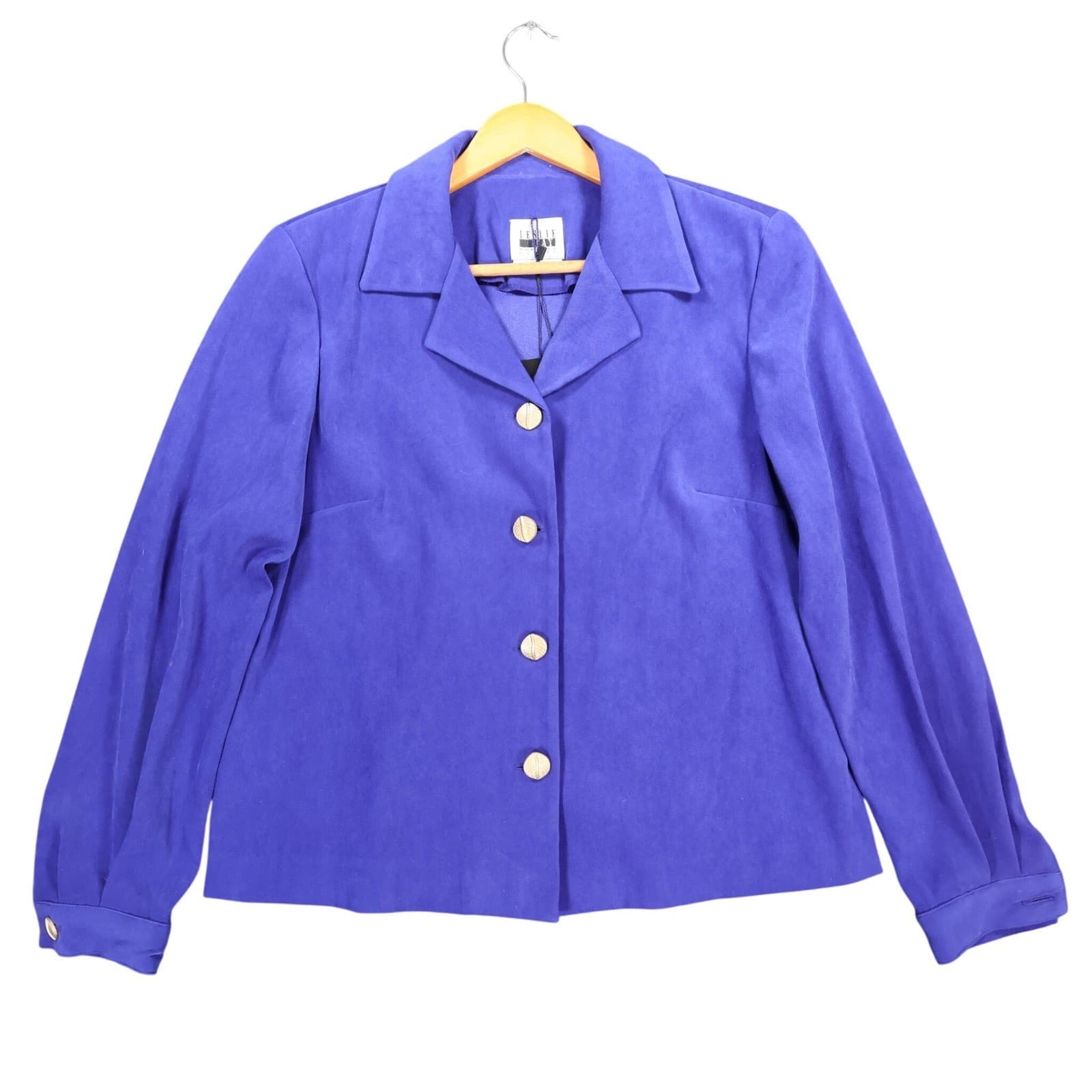 Leslie Fay Button Up Jacket Womens 8P Purple Polyester Professional Blazer